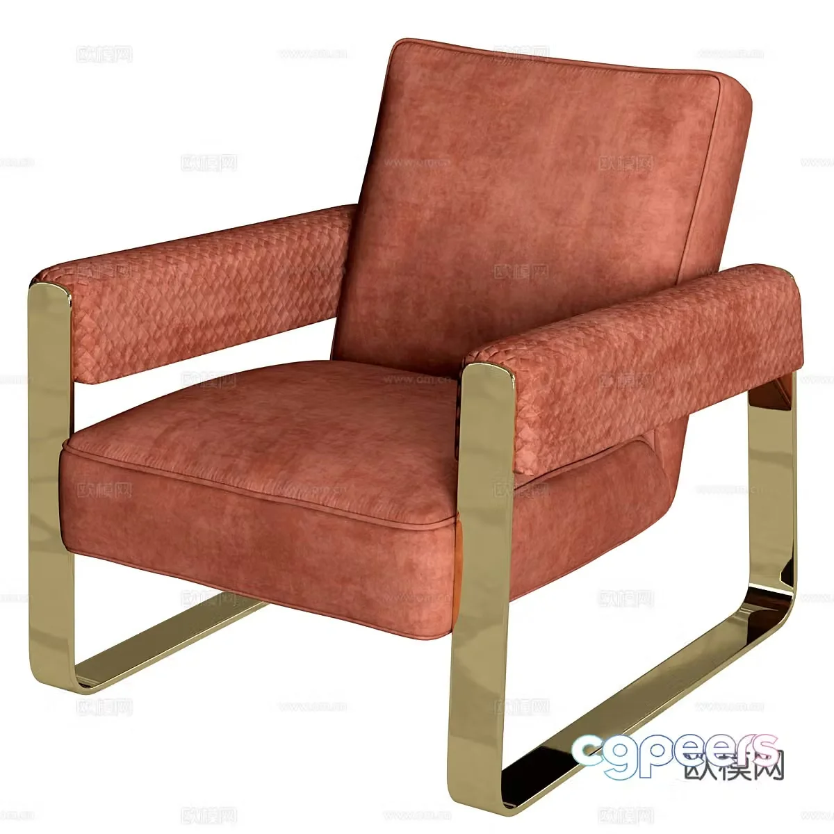 Modern Italian light luxury fabric armchair 3D model