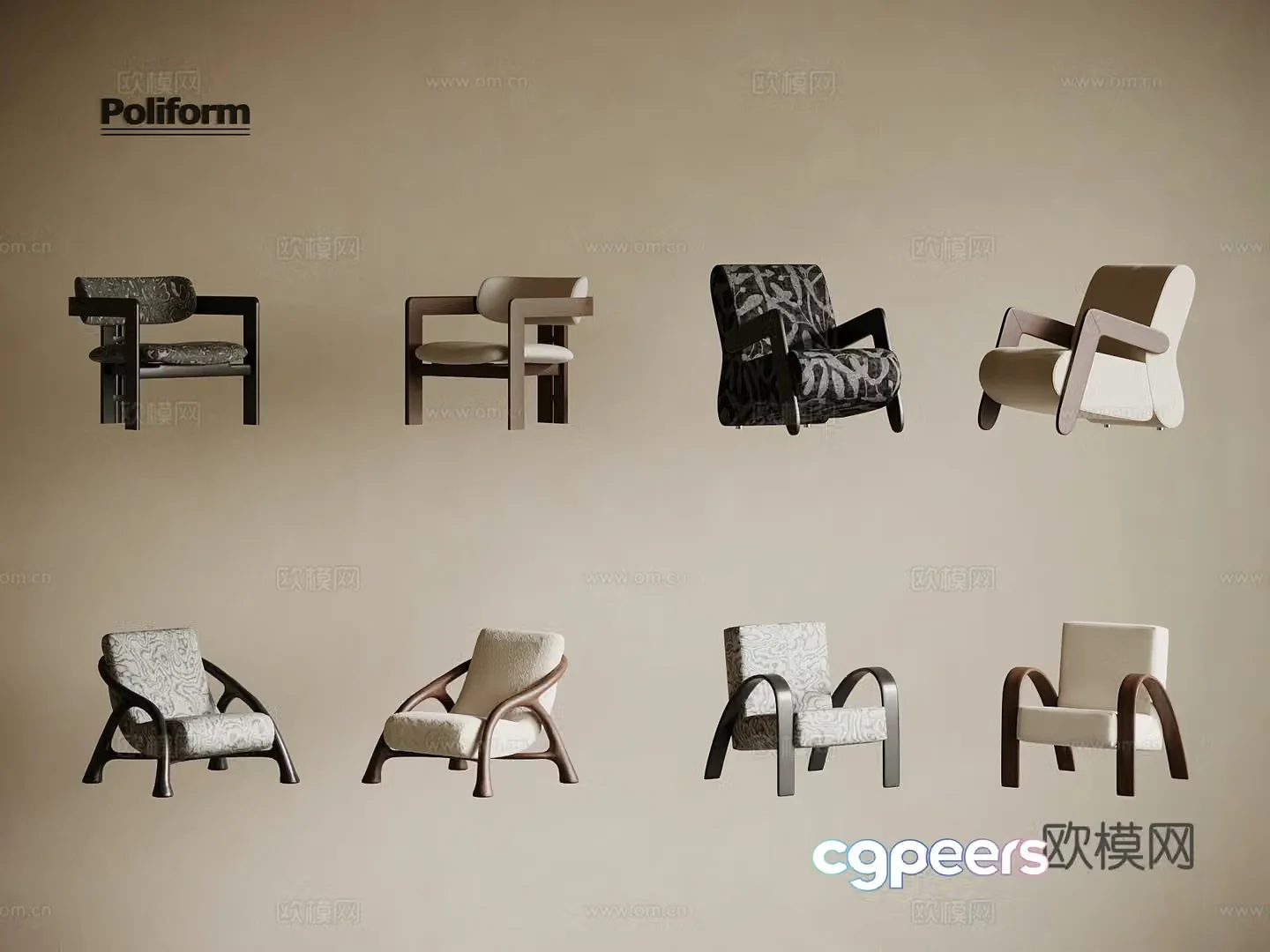 Medium style leisure chair 3d model