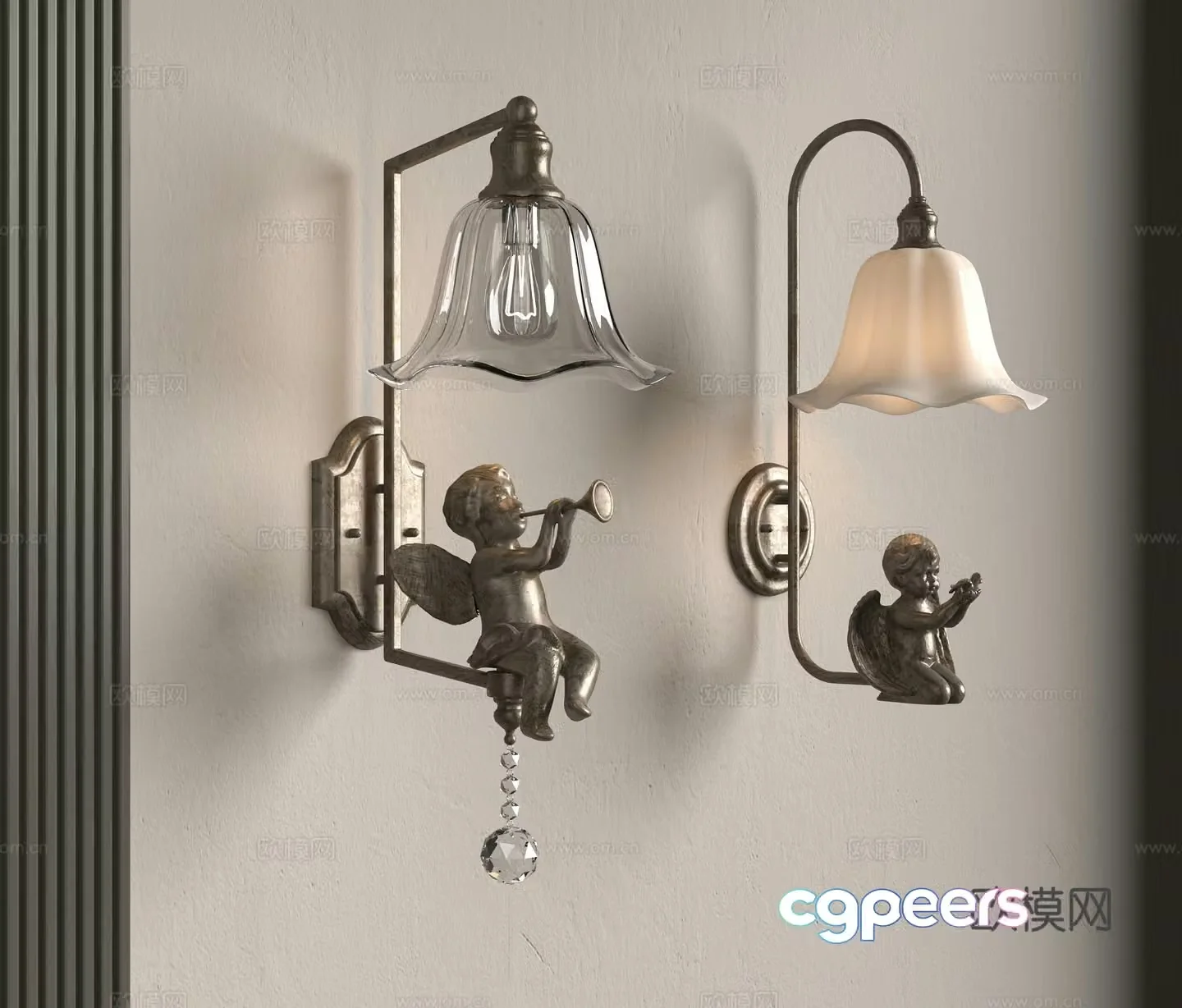 American wall lamp 3d model