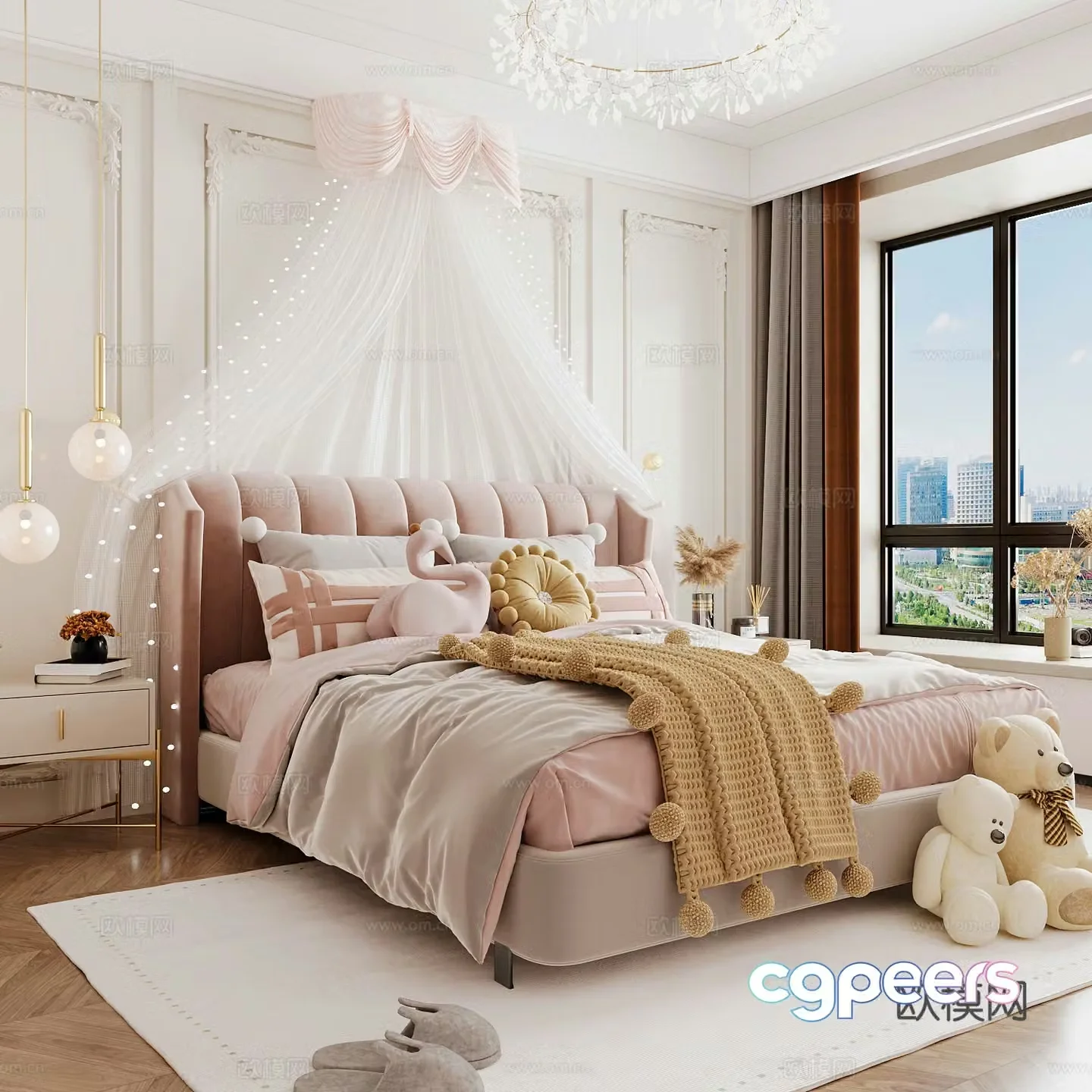Modern children’s room boy’s room girl’s room children’s bed children’s wardrobe children’s desk 3d model