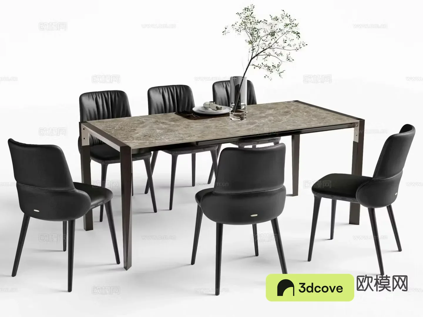 Modern slate dining table and chairs