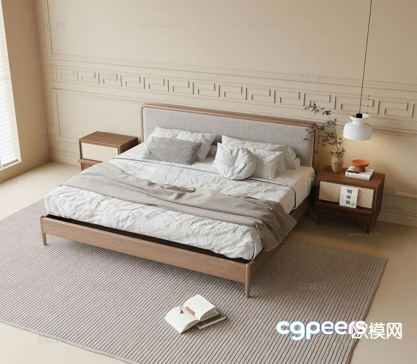 Nordic double bed 3d model