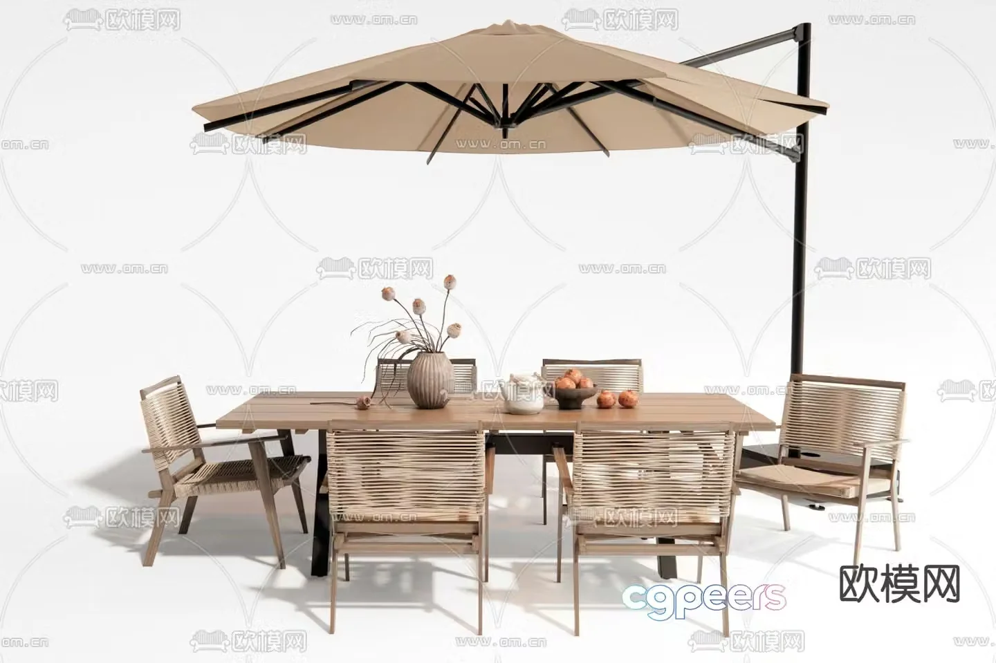 Wabi-sabi outdoor tables and chairs wooden tables and chairs 3d model