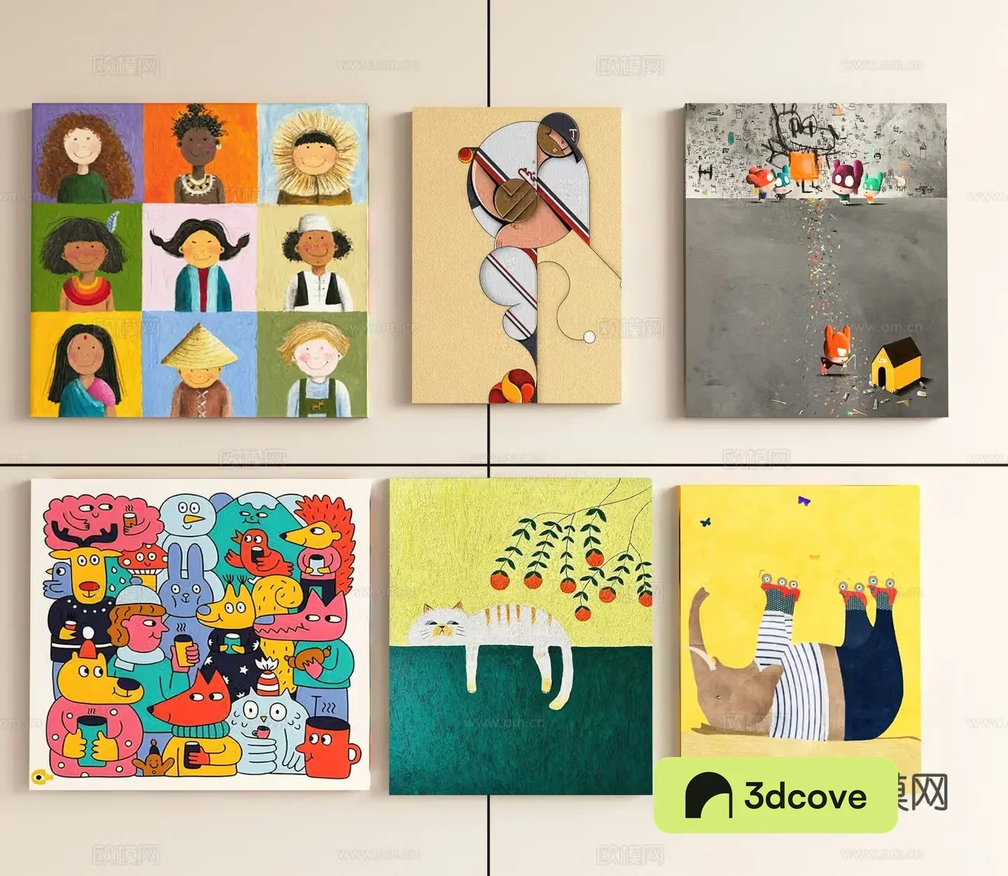 Modern children’s abstract painting decorative painting dopamine decorative painting color painting