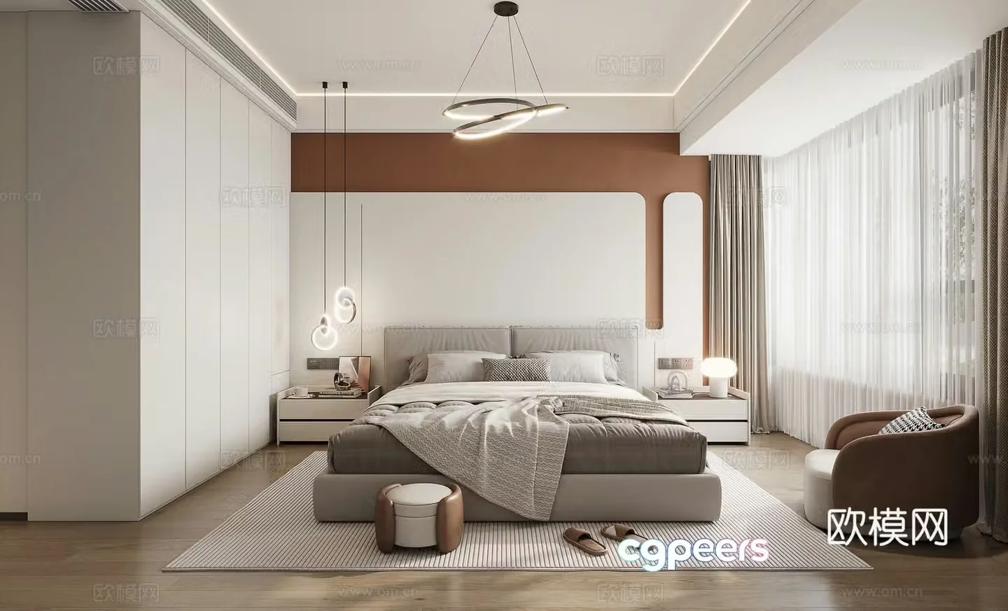 Modern minimalist bedroom master bedroom 3d model
