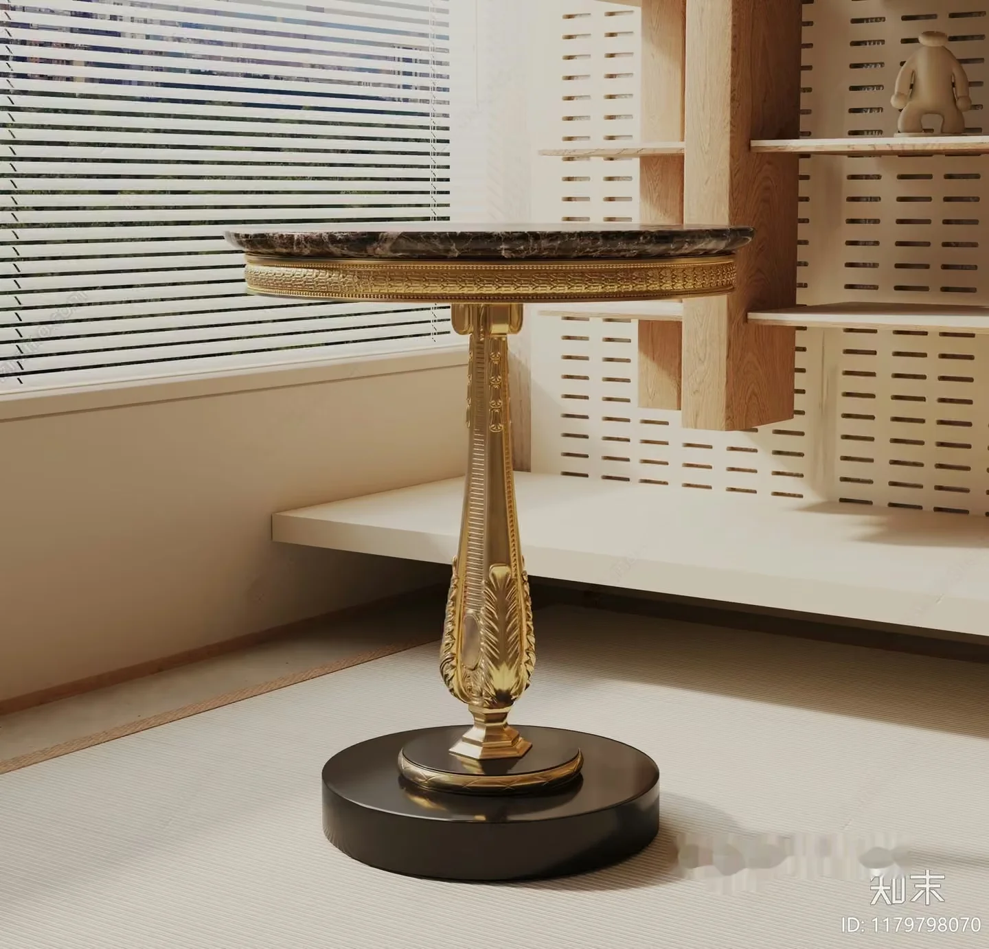 A Round Table With A Gold Base 3D Model – 2186 – VRAY Render