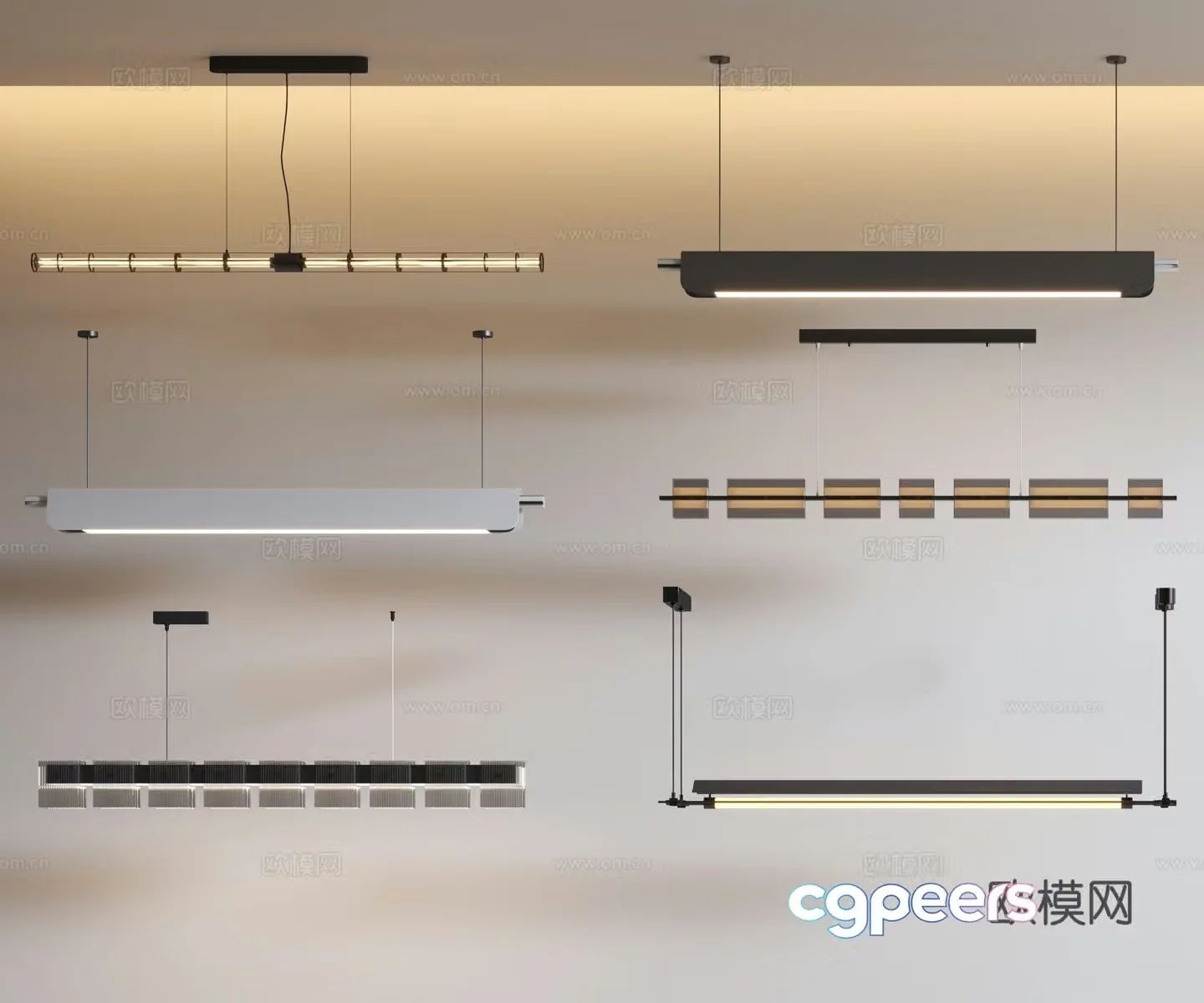 Modern long chandelier restaurant chandelier bar chandelier 3d model