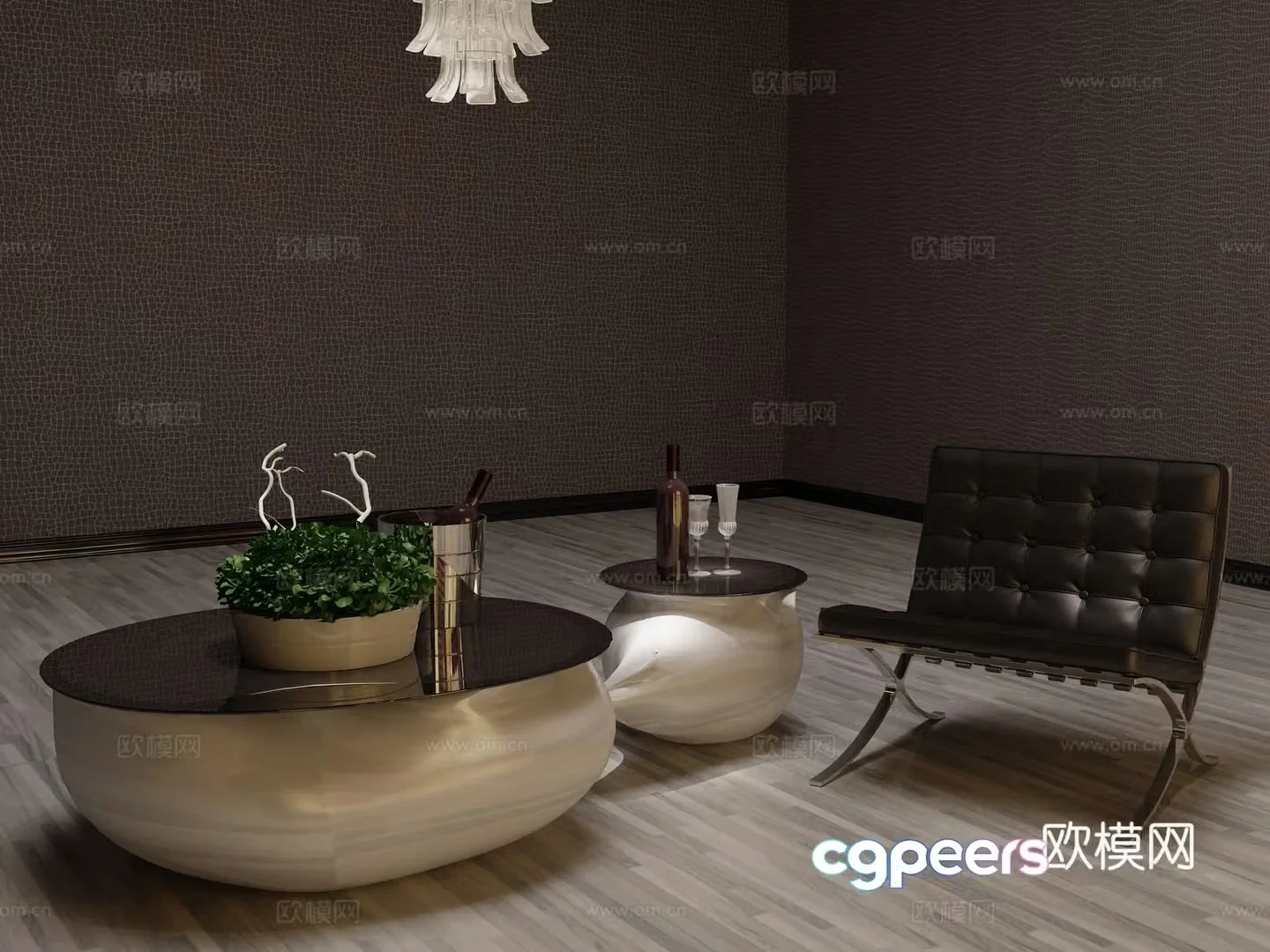 Bar casual table and chairs special shape wine table 3D model