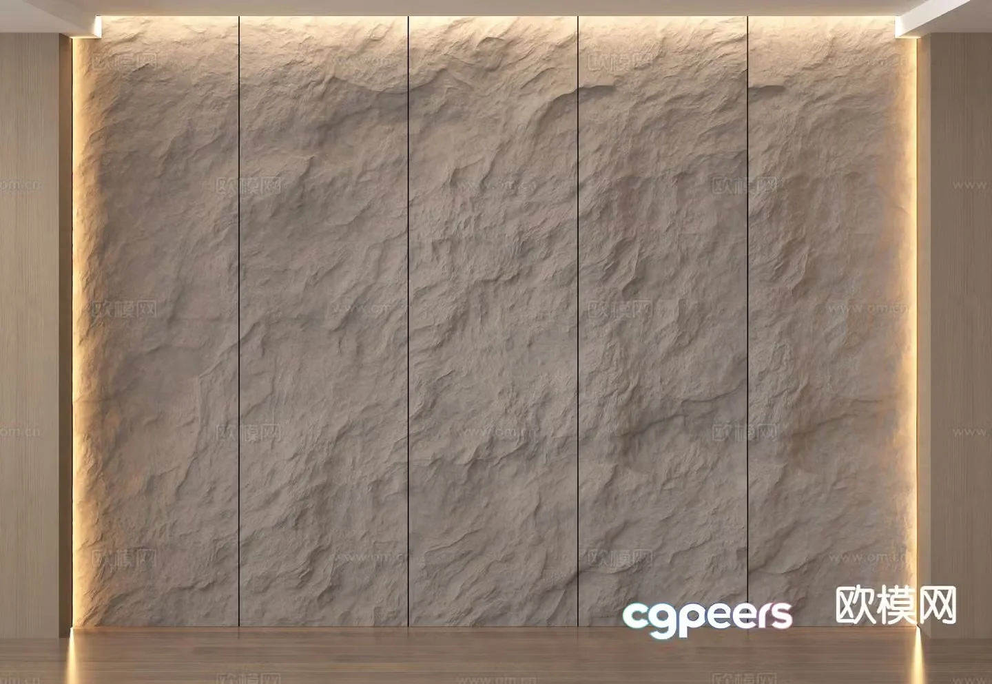 Modern stone wool stone wall 3d model
