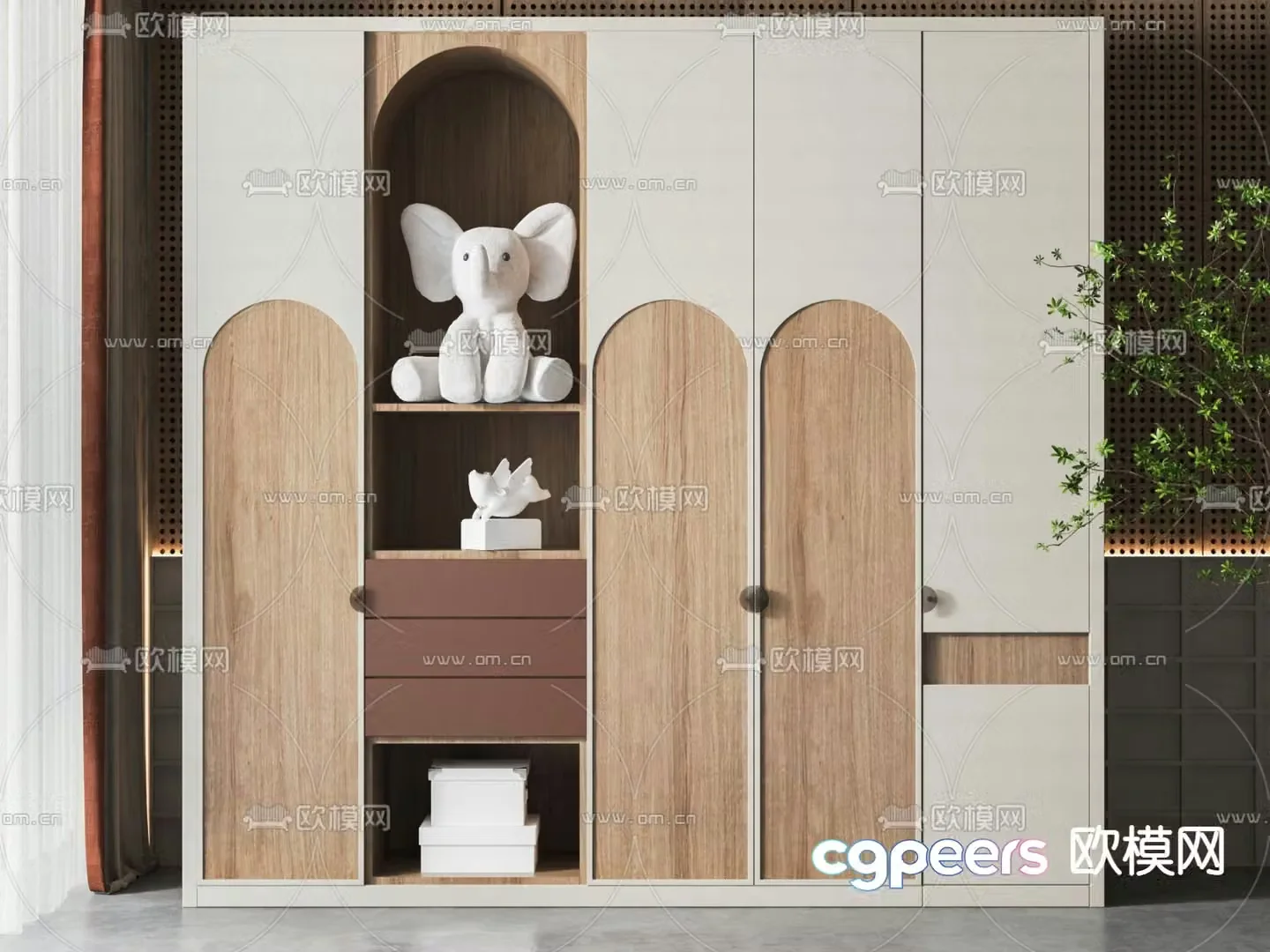 Wabi-sabi style children’s wardrobe 3d model