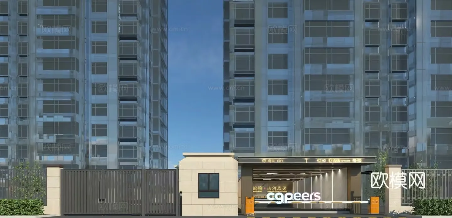 Modern residential parking lot 3D model