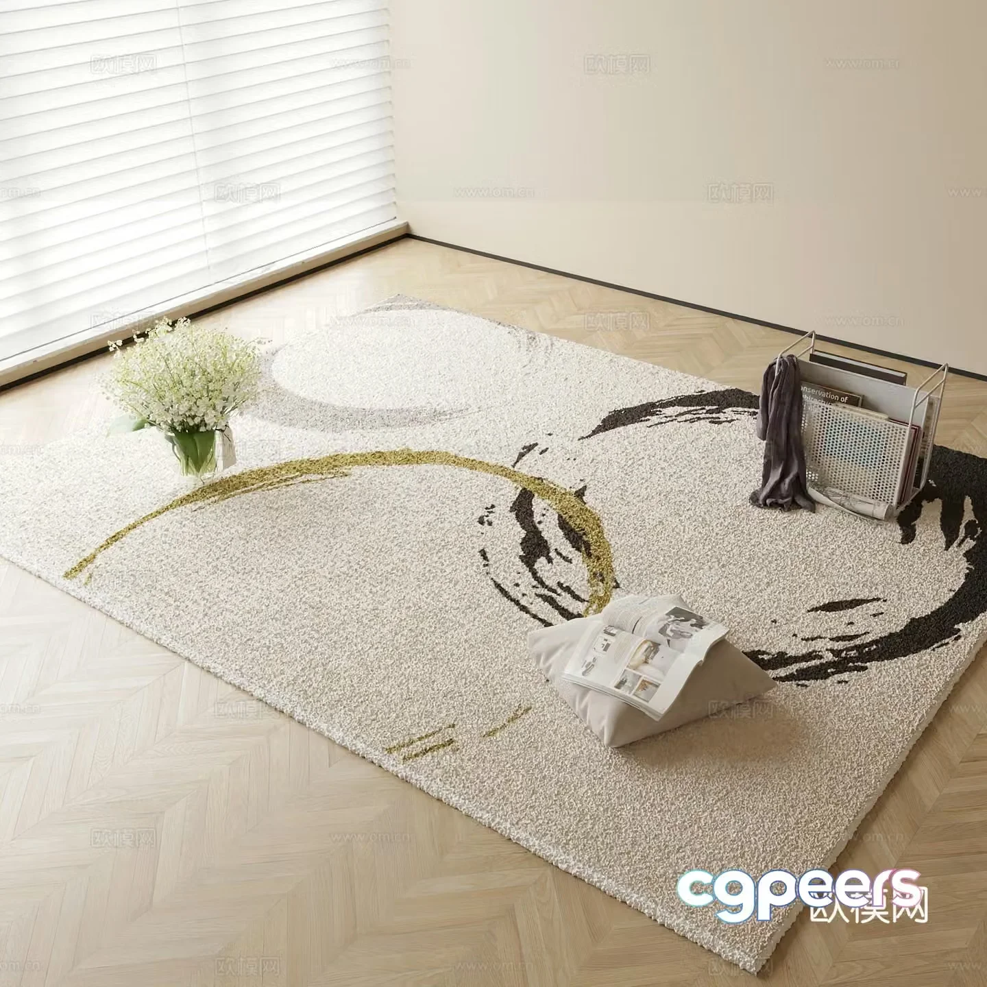 abstract carpet square rug 3d model