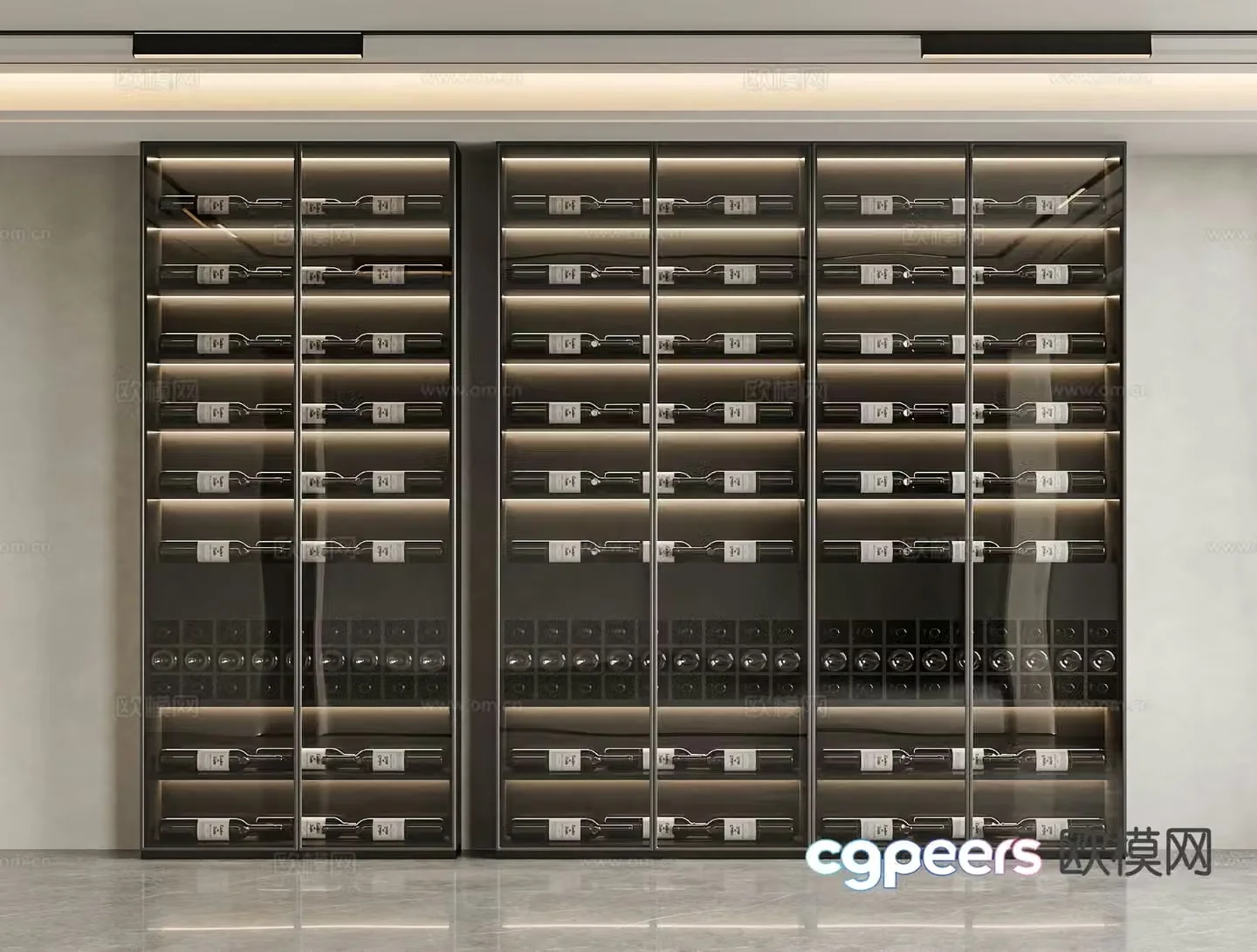 Modern glass wine cabinet wine cabinet 3d model