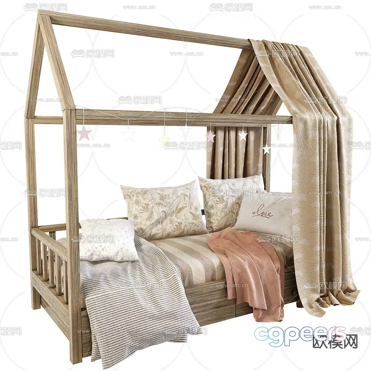 Children’s bed single bed tent bed 3d model
