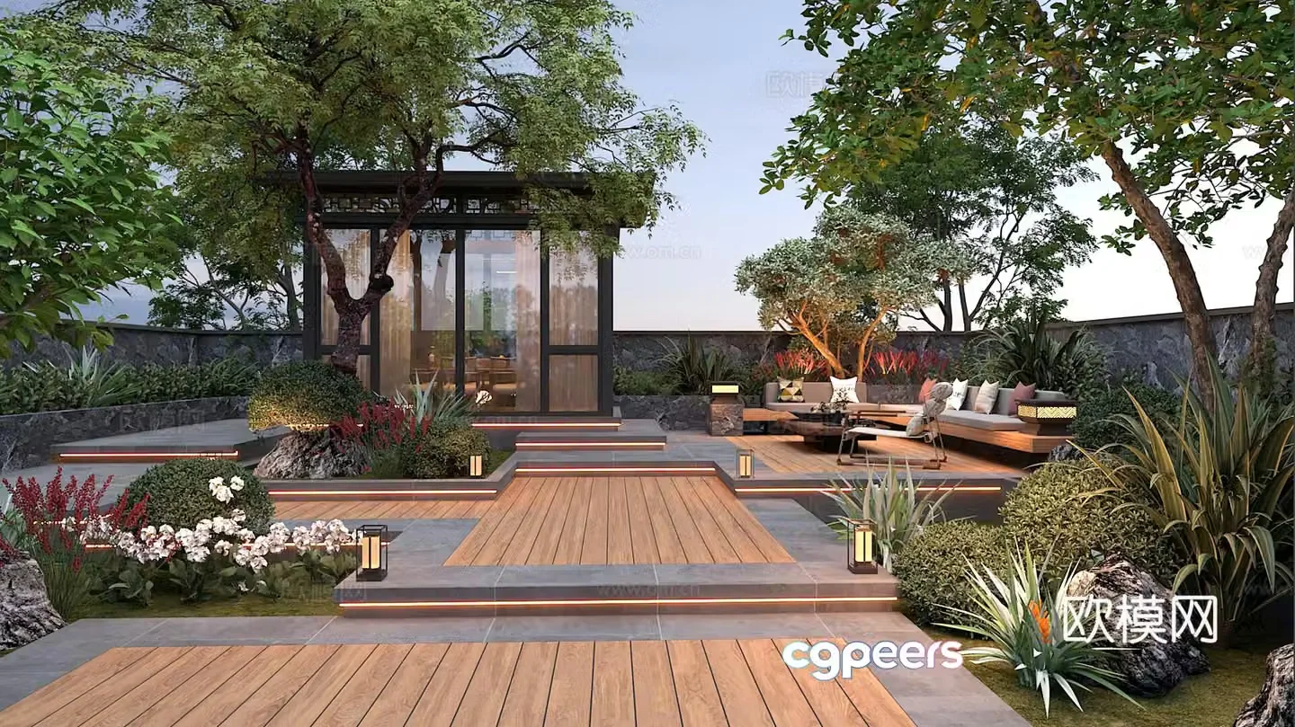 Villa courtyard 3d model