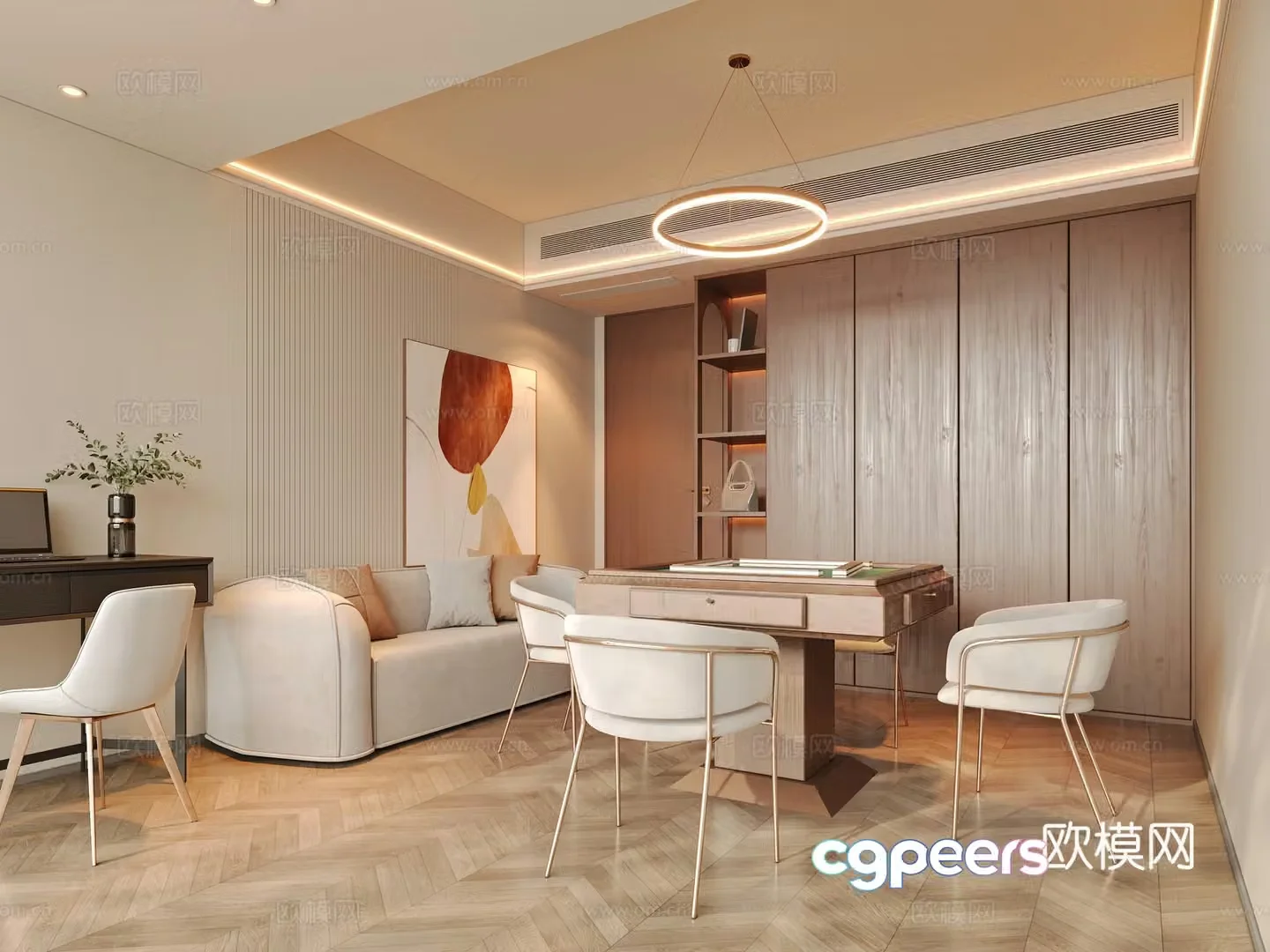Modern entertainment room mahjong room 3d model