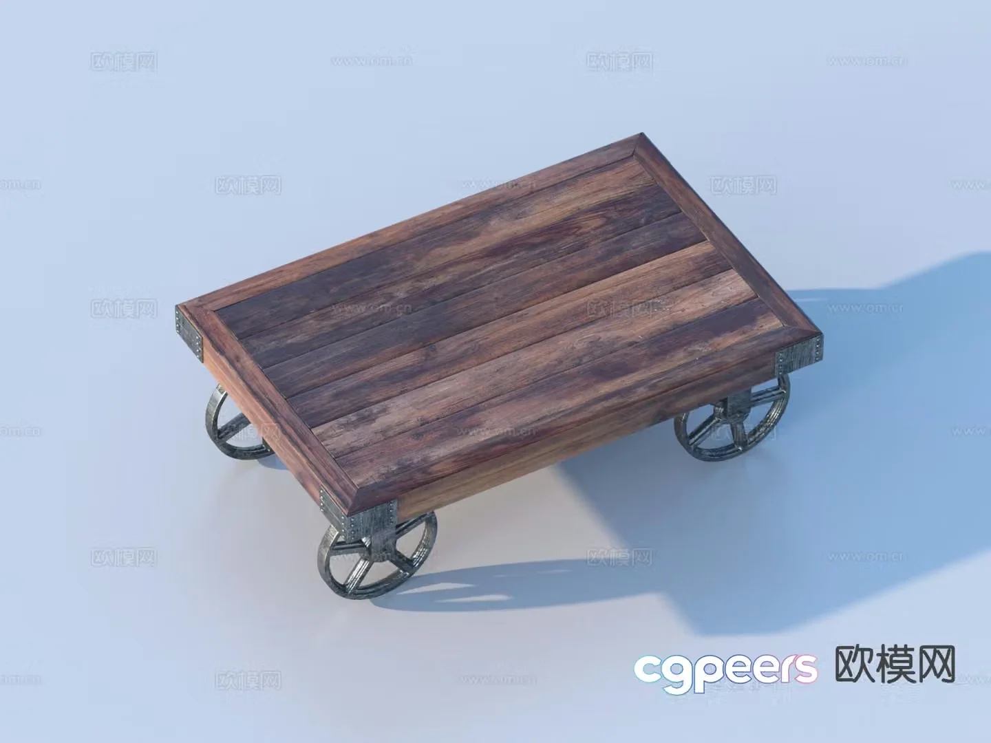 Mobile table wooden table square table 3d model