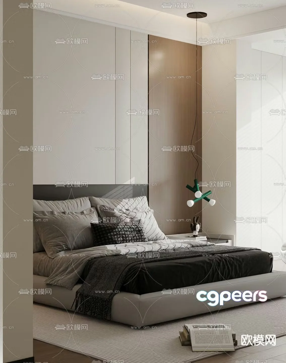 Modern double bed 3d model