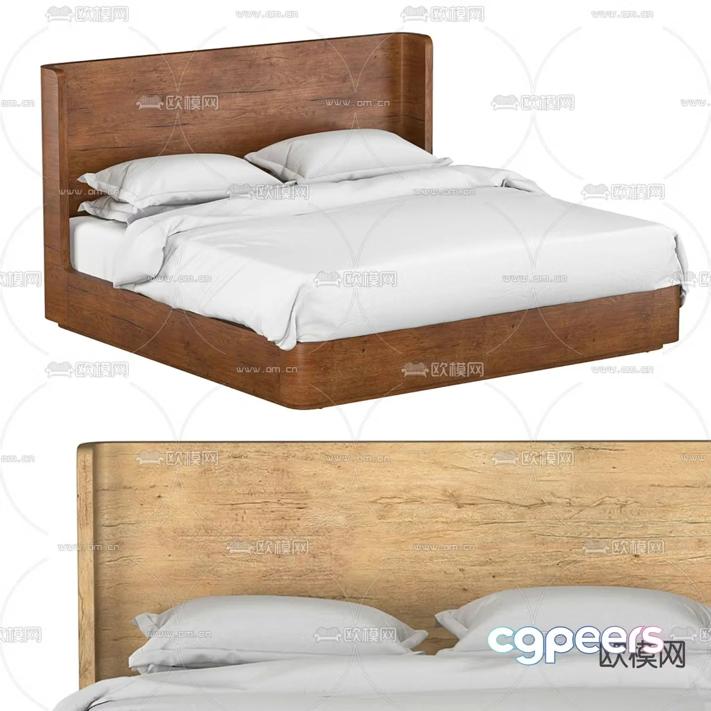 Wabi-sabi double bed 3d model