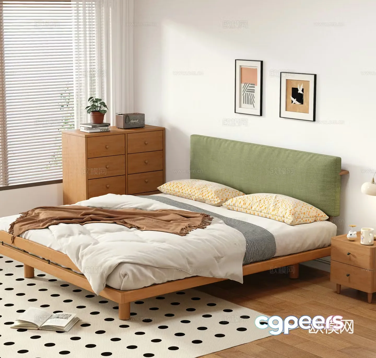 Japanese double bed 3d model