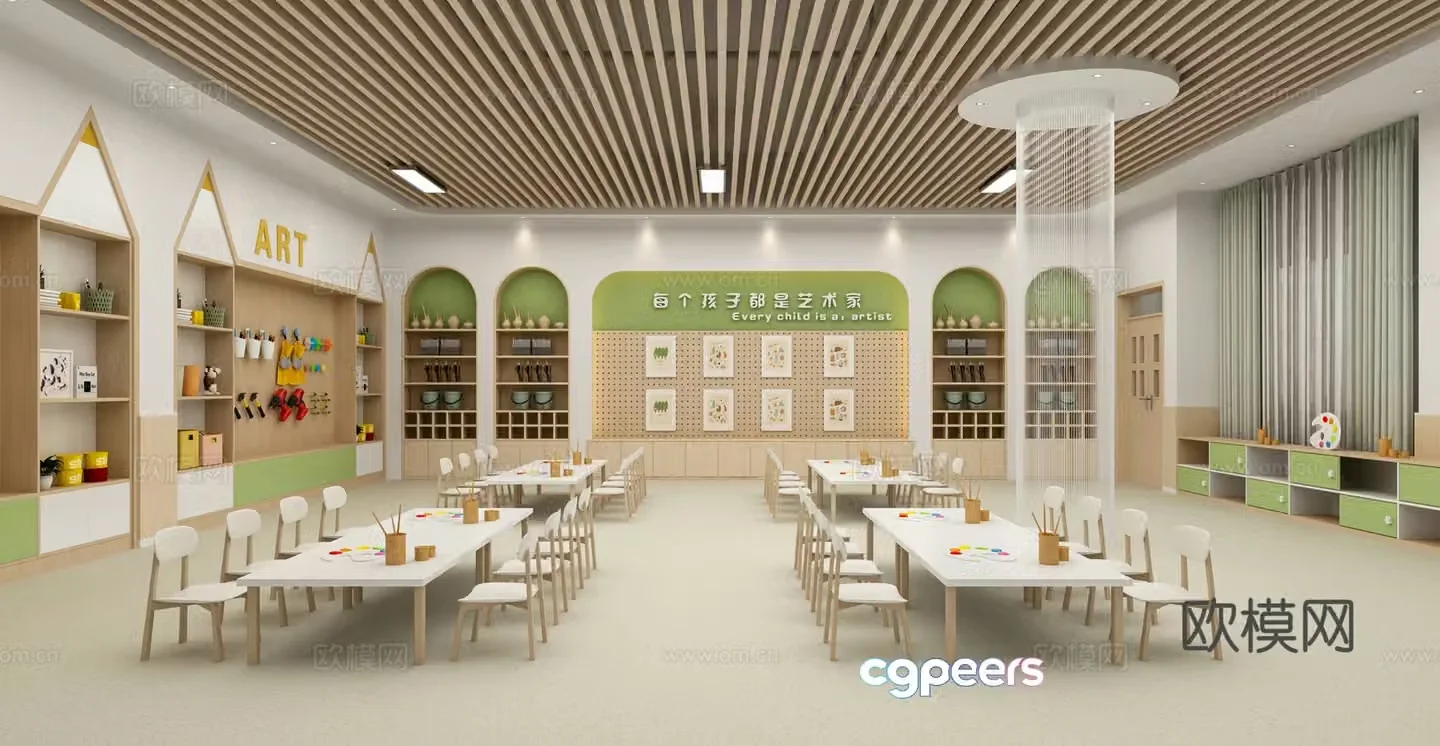 Kindergarten handicraft workshop kindergarten woodworking workshop kindergarten multi -function room 3D model