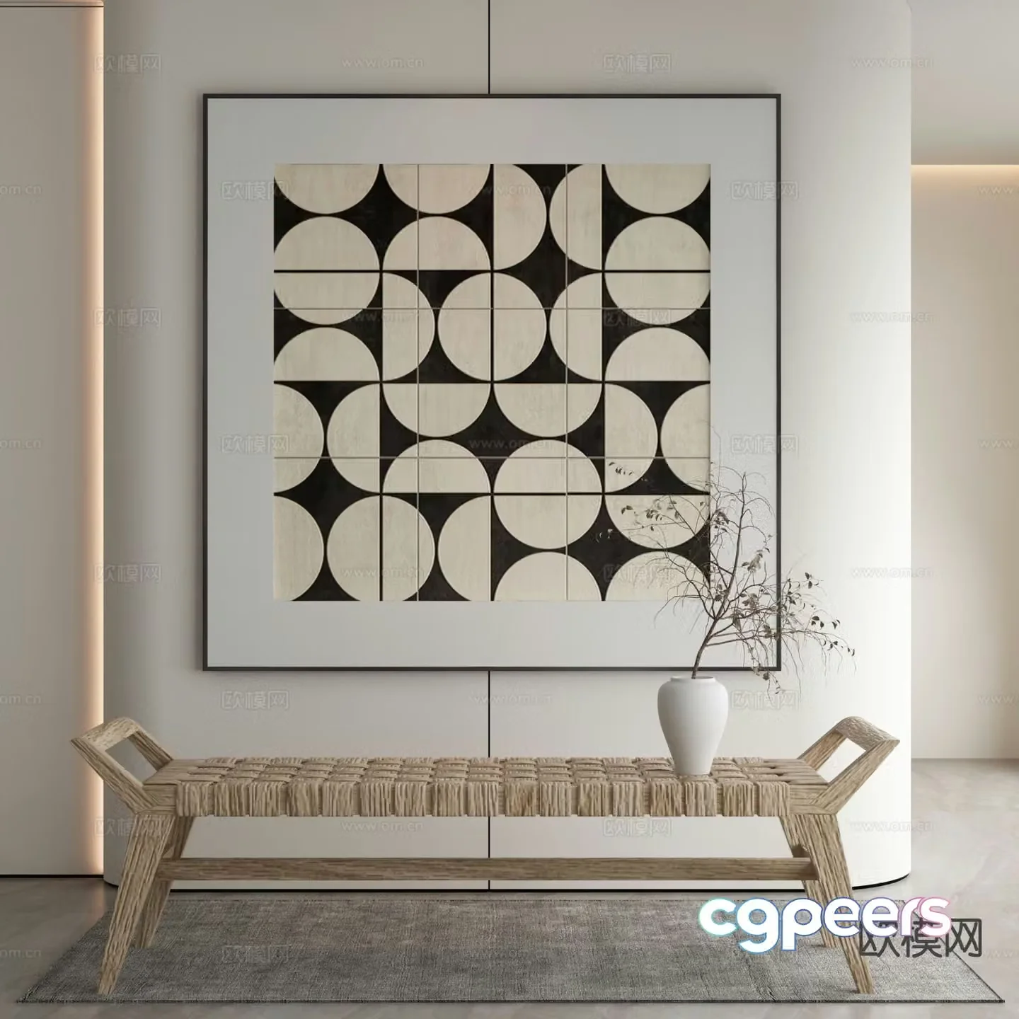 Modern texture painting decorative painting 3d model