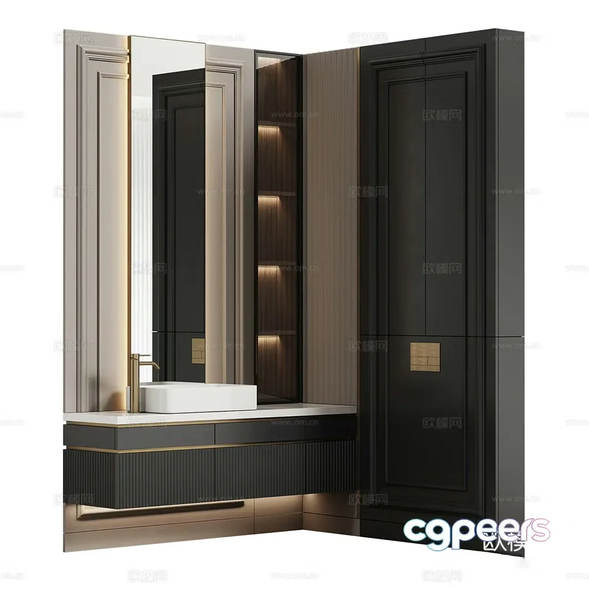 New Chinese style light luxury bathroom cabinet 3D model