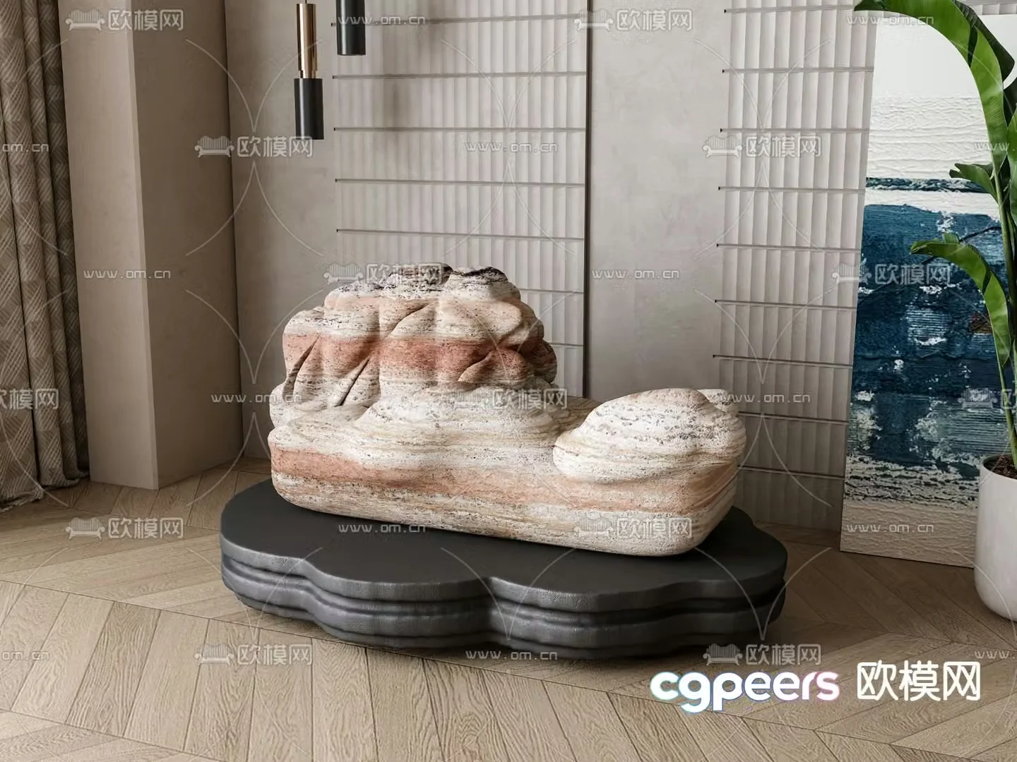 New Chinese style rockery landscape stone stone ornaments 3D model