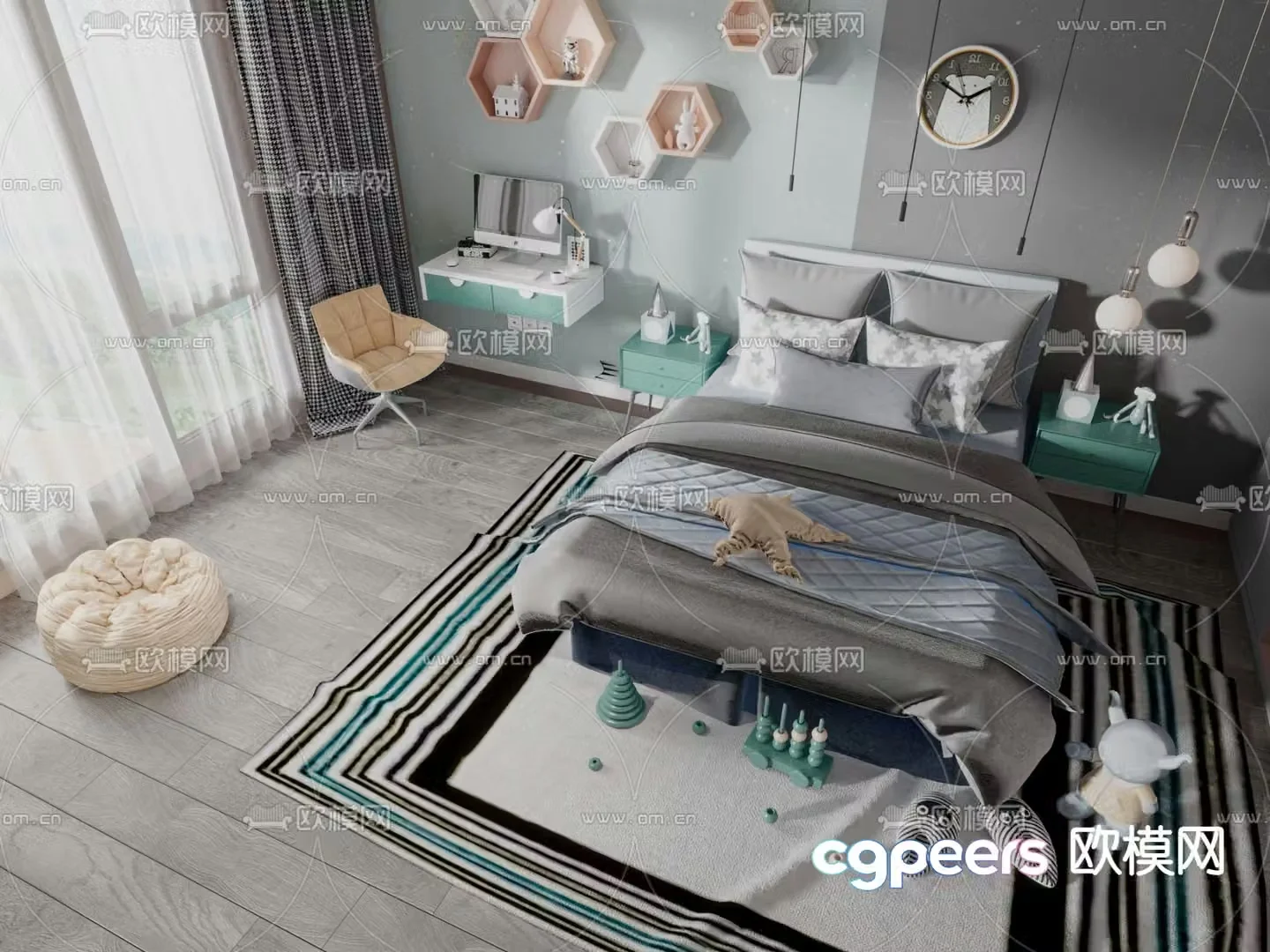 Modern children’s bed 3d model