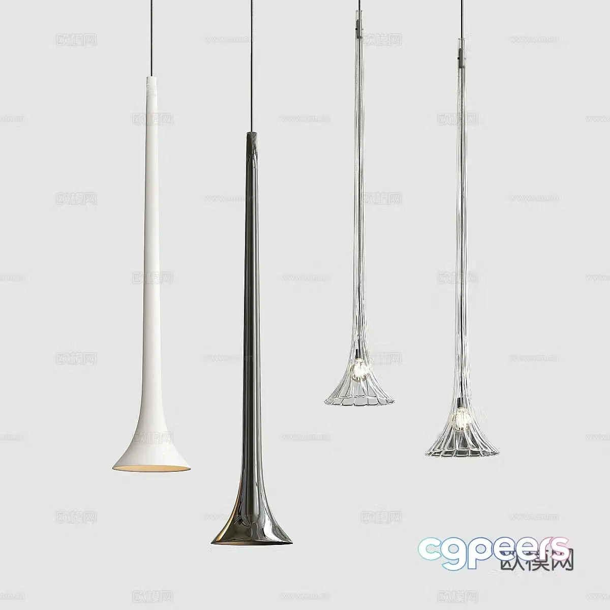 Modern minimalist flared decorative chandelier 3d model
