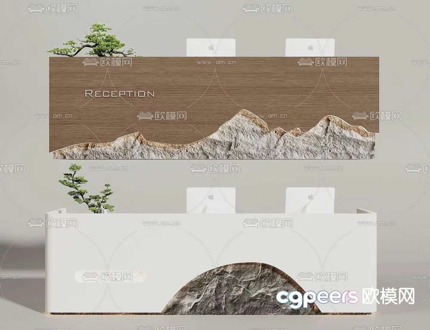 New Chinese style front desk reception desk 3d model