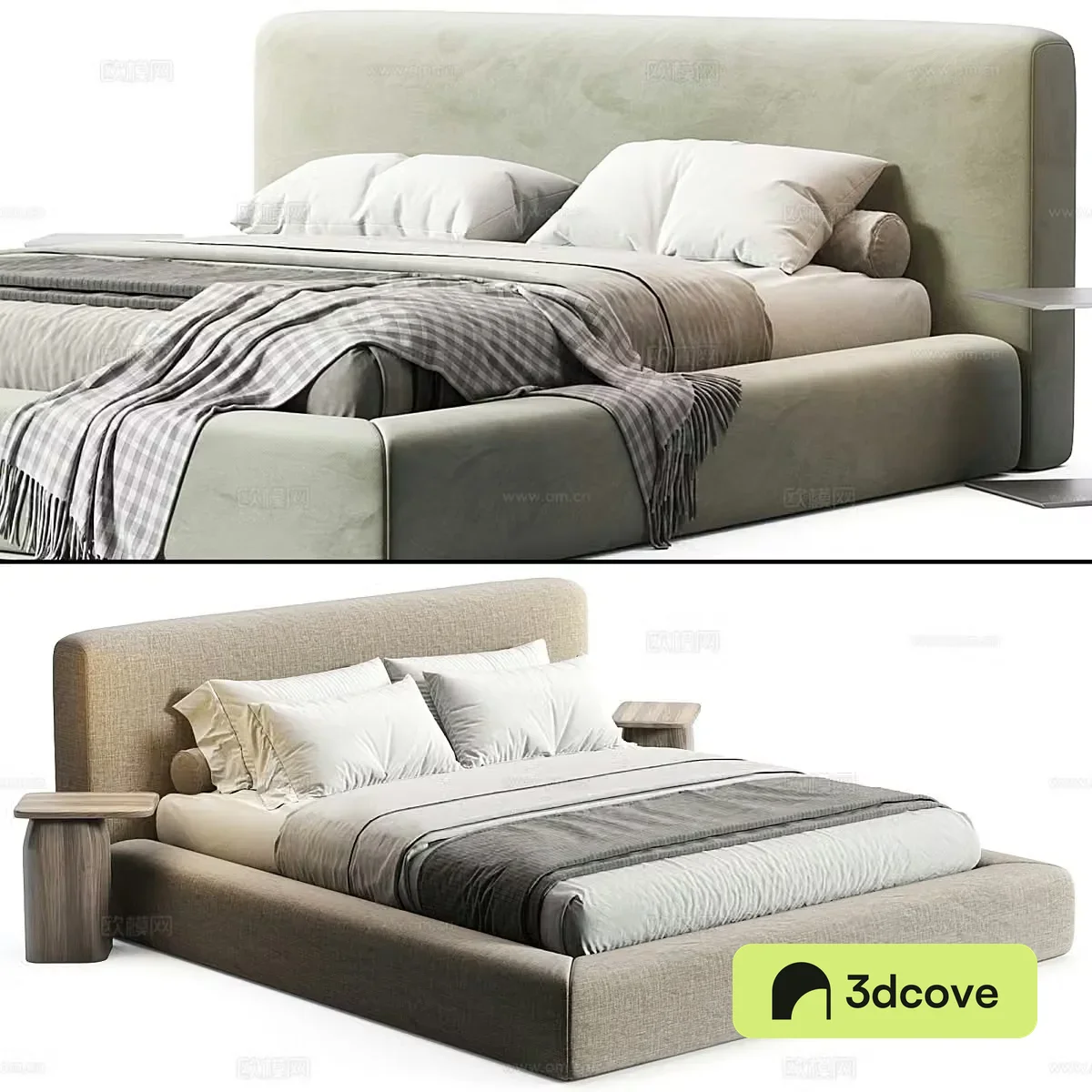 Fabric double bed Fabric bed Bedding products Hotel double bed B&B Double bed Cream style double