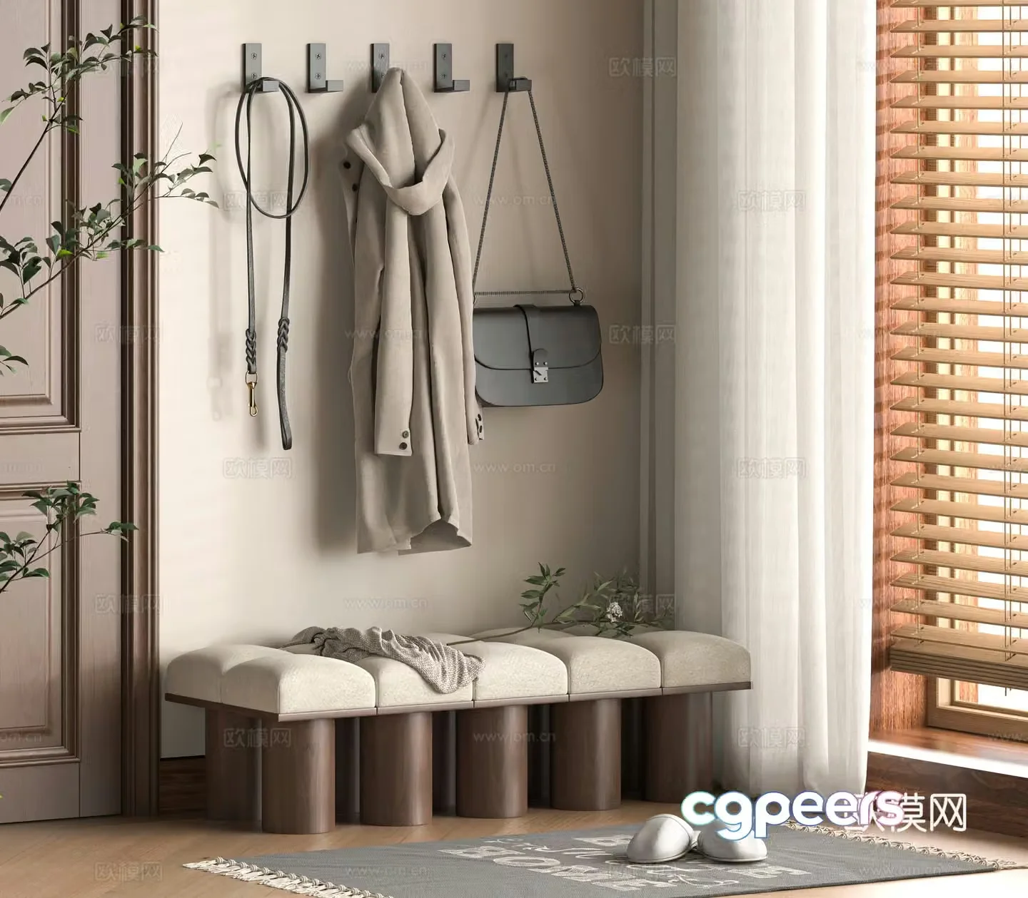 Modern shoe changing stool 3d model