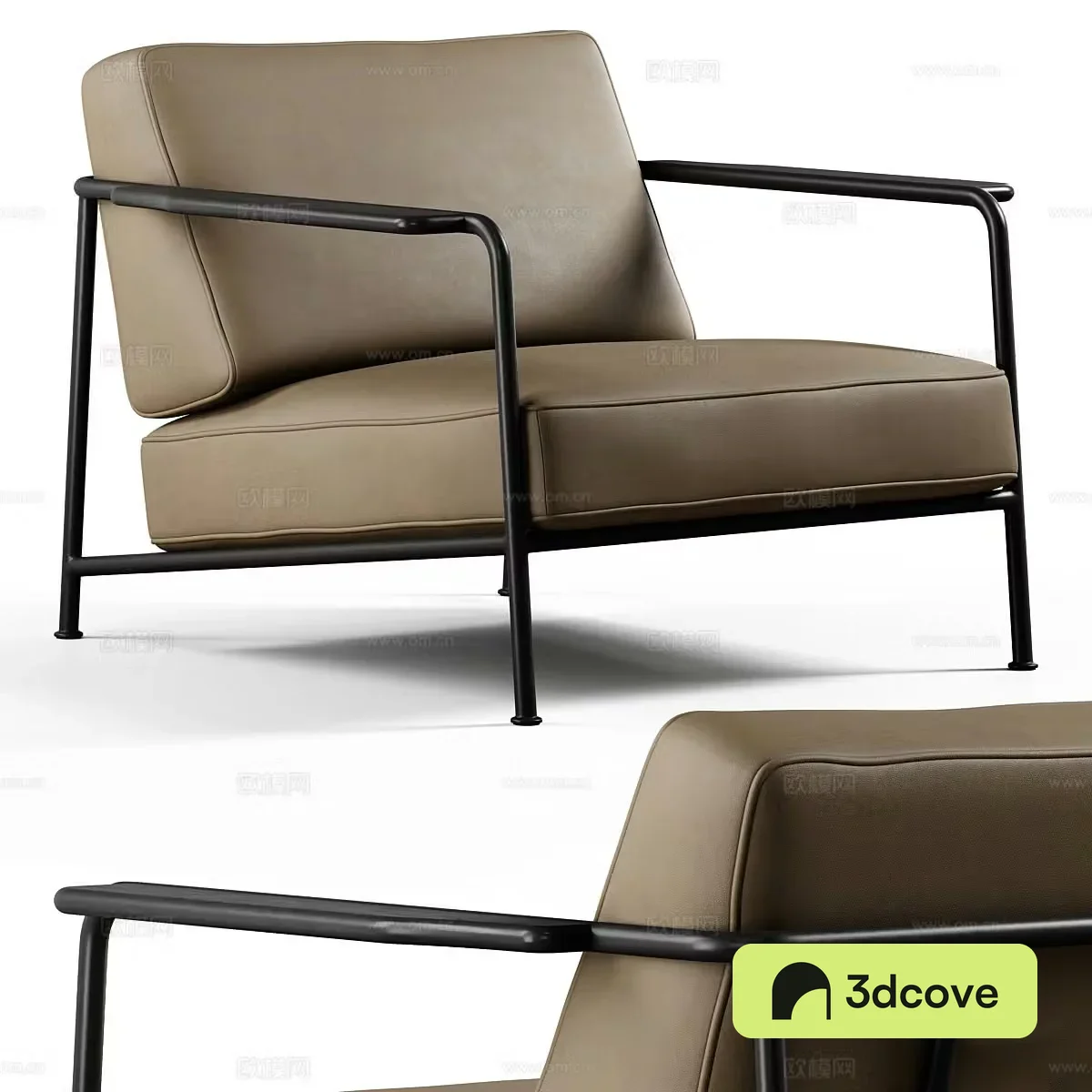 Modern Italian leather lounge chair