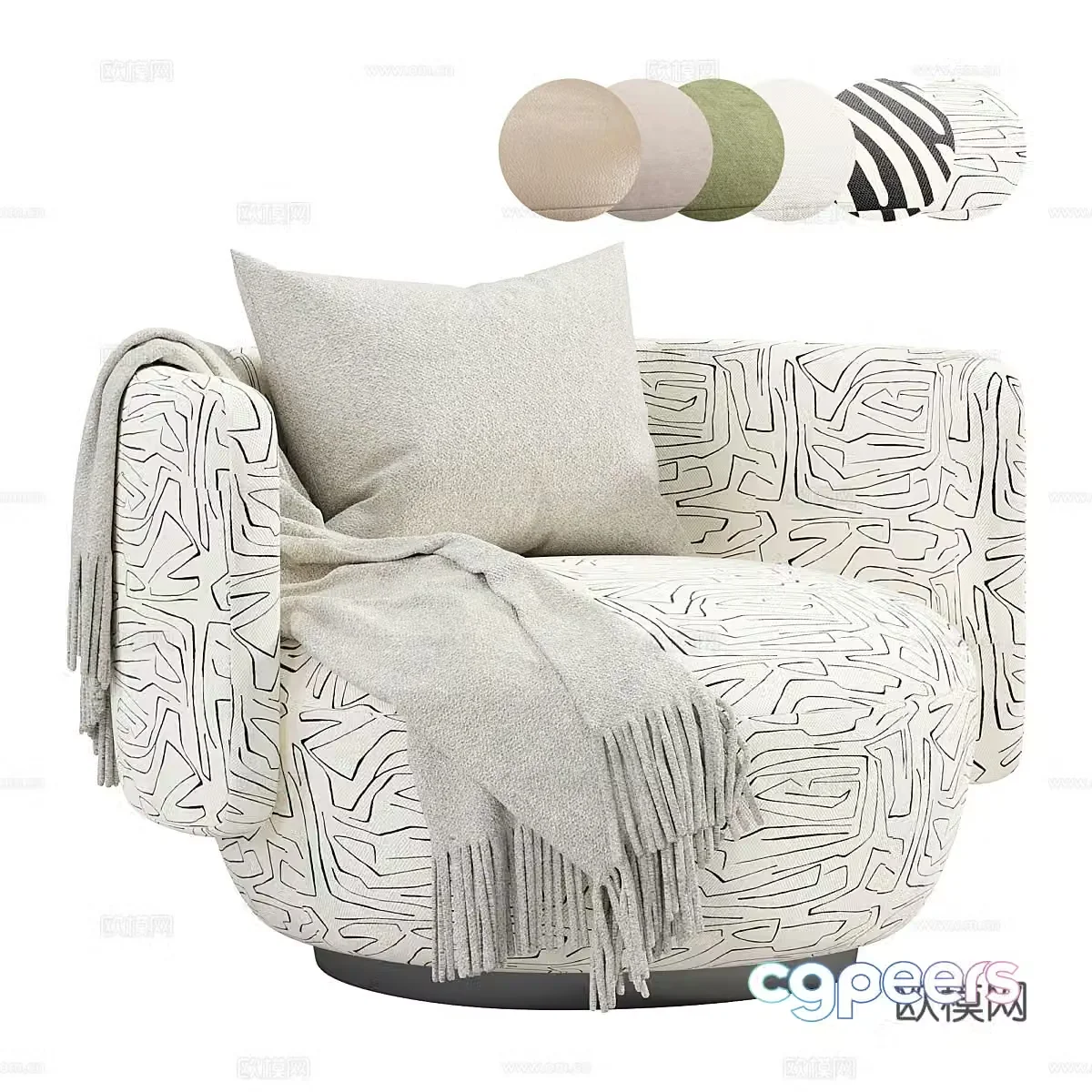 Modern Italian light luxury casual sofa 3D model