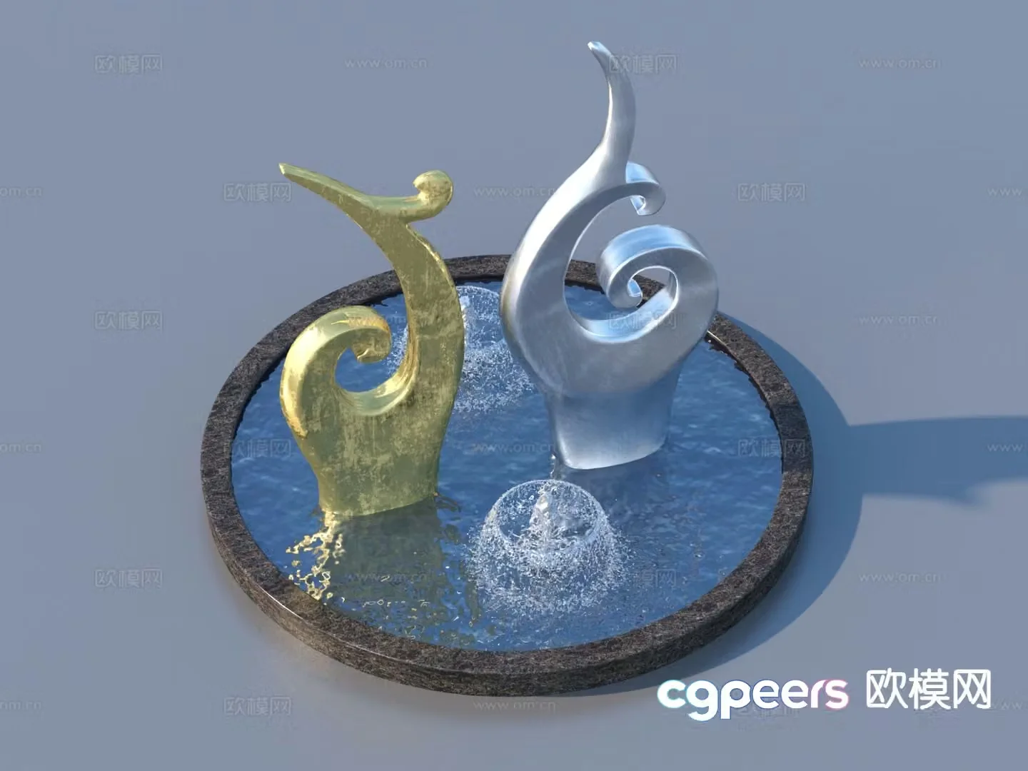 Urban Sculpture Waterscape Sketch Landscape Sculpture 3D Model