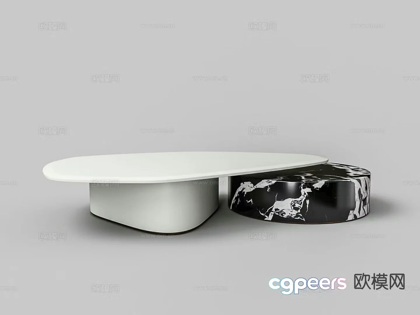 Black and white contrast coffee table marble coffee table 3d model