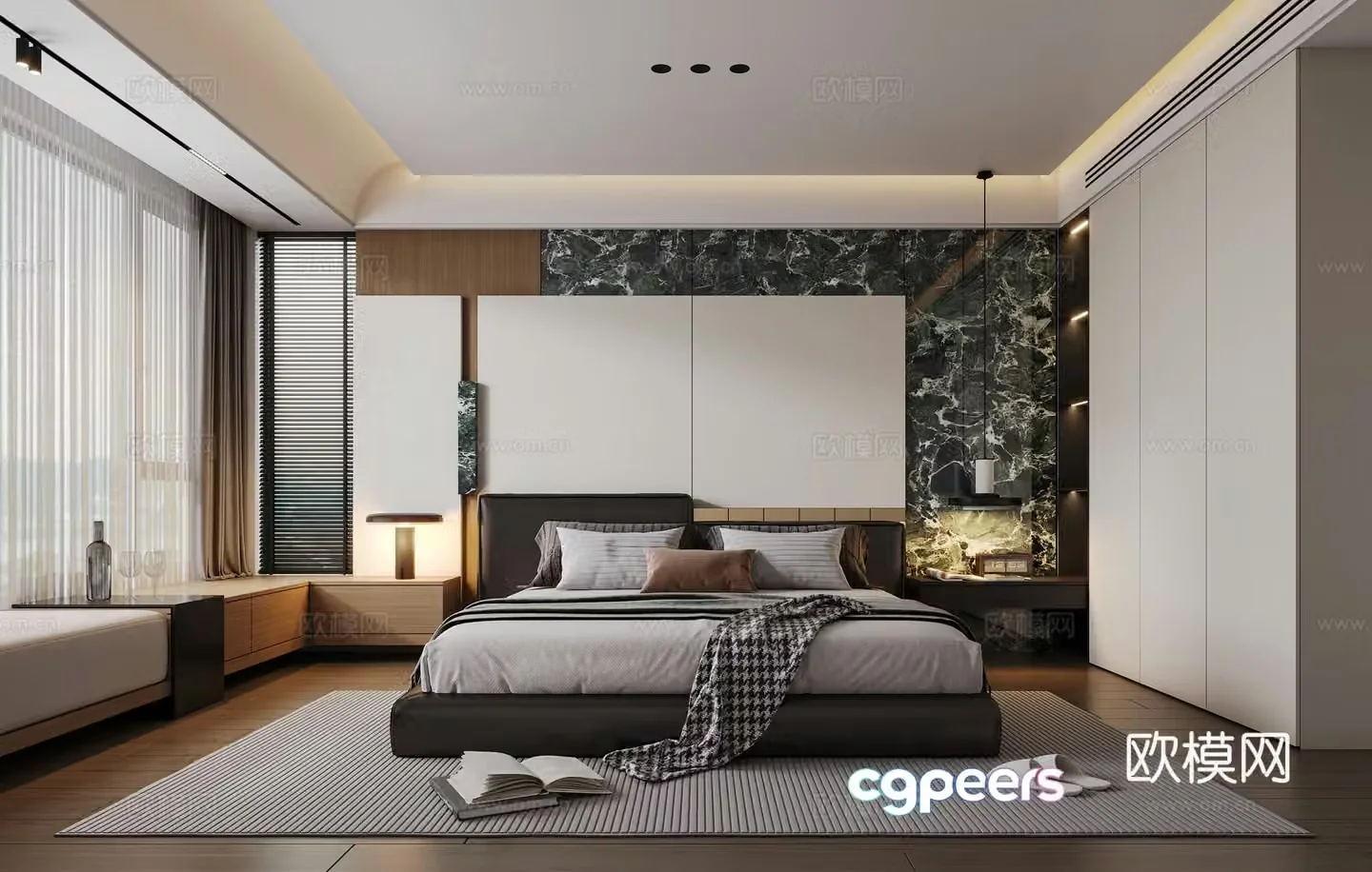 Modern light luxury bedroom 3d model