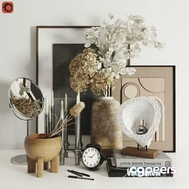 3ds Max Free – Decorative set 21 (with lunaria and hydrangea in a vase)