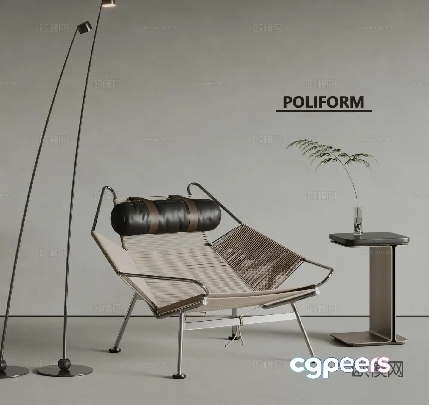 poliform modern lounge chair 3d model