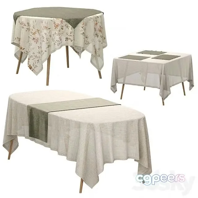 3ds Max Free – Set of linen tablecloths