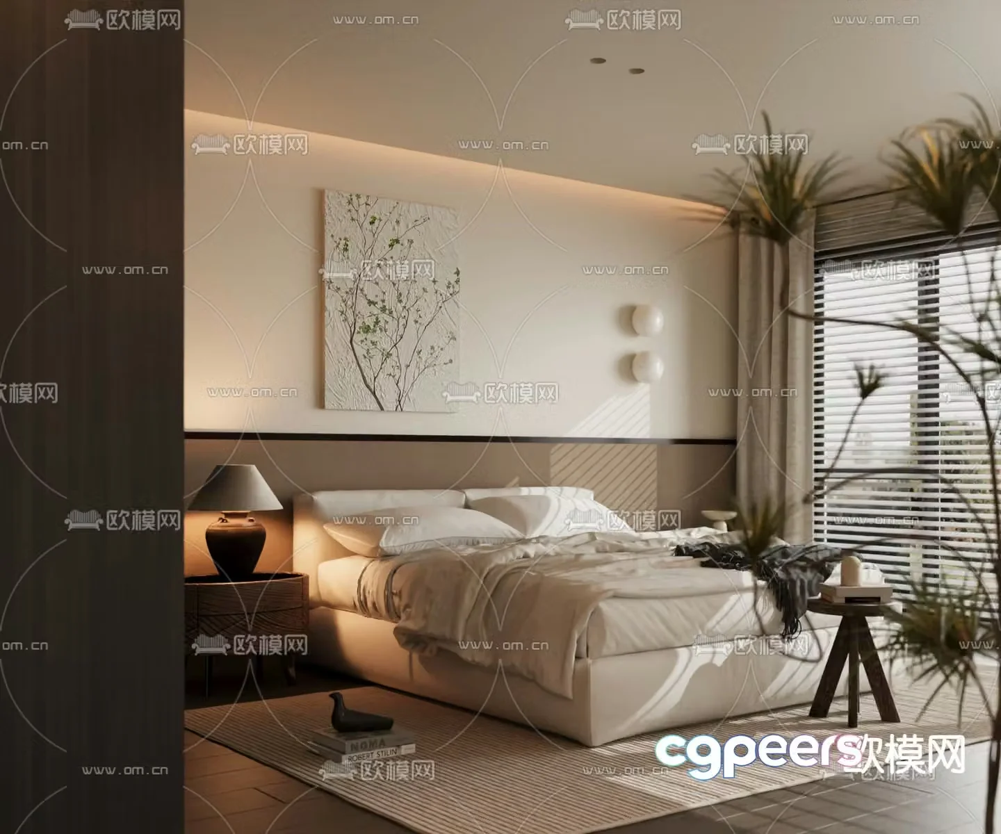 Italian room double bed 3d model