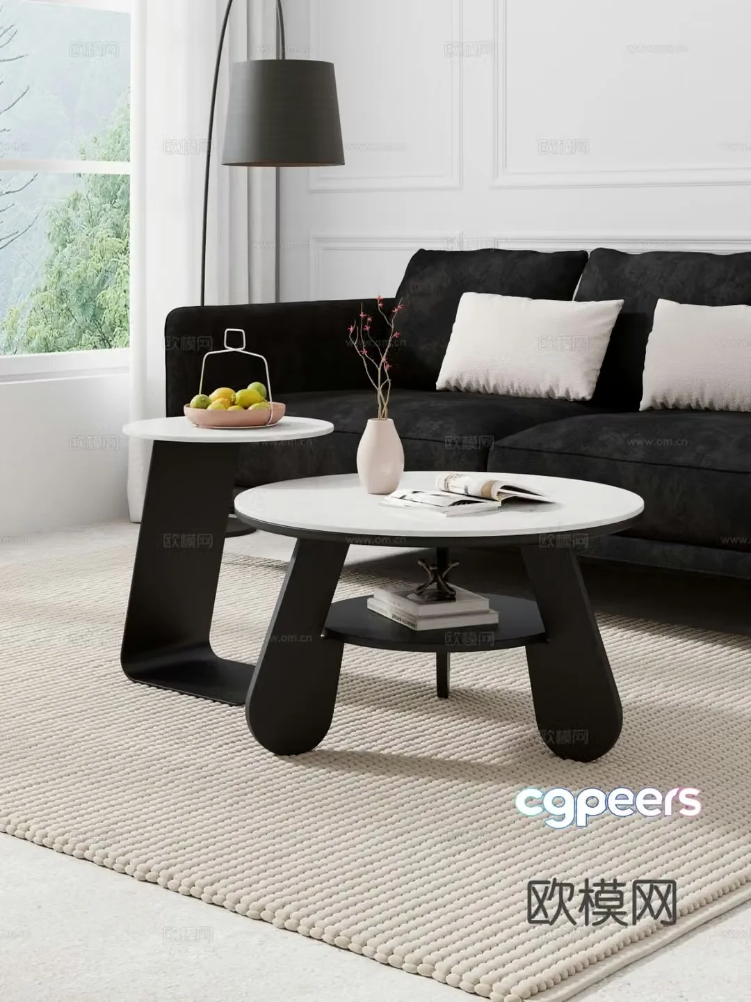 Creamy style coffee table mother-child coffee table sofa coffee table combination decoration 3D model