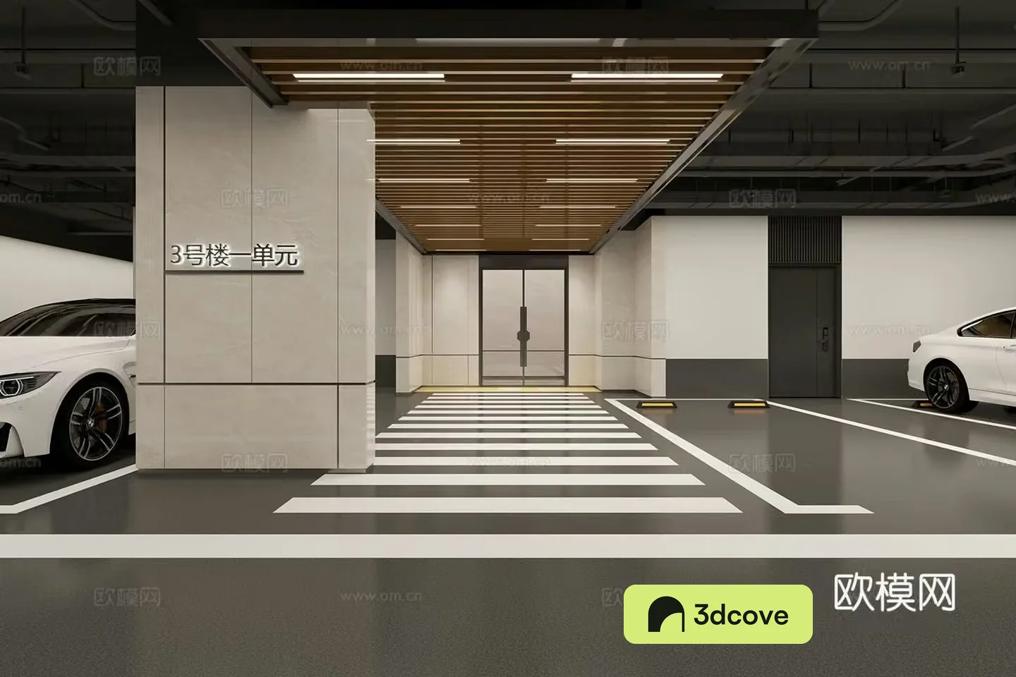 Parking lot entrance area