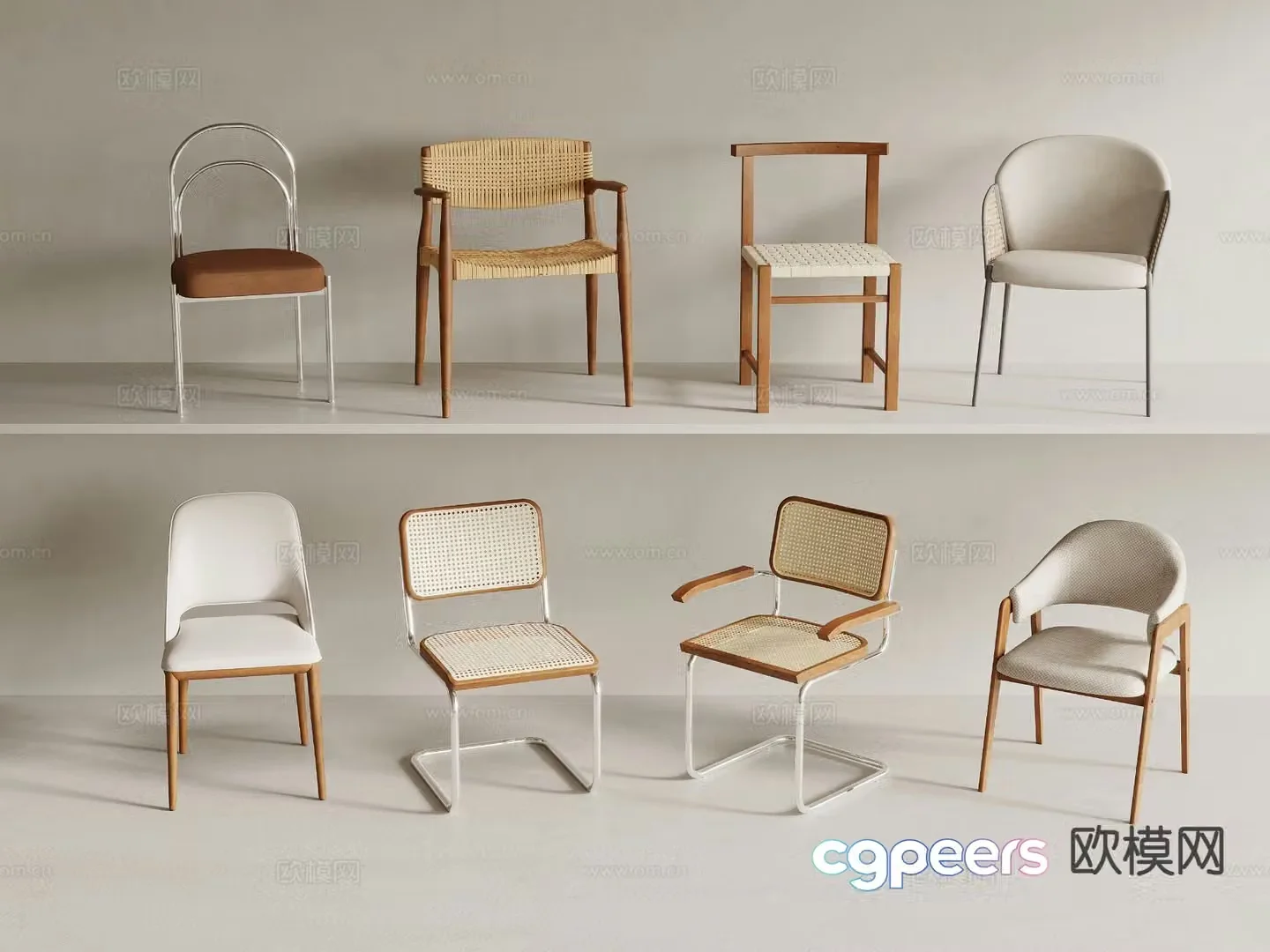 Nordic chair dining chair 3d model