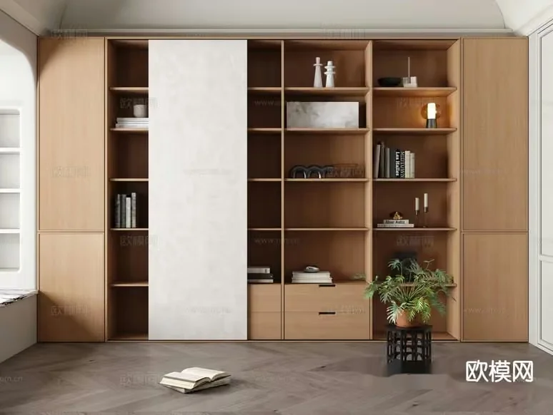 Modern Bookshelf 3D Model – 15152 – VRAY Render