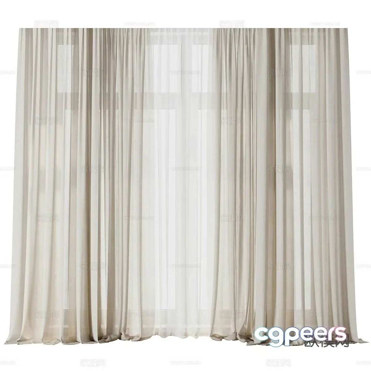 Modern fabric curtain gauze curtain 3d model