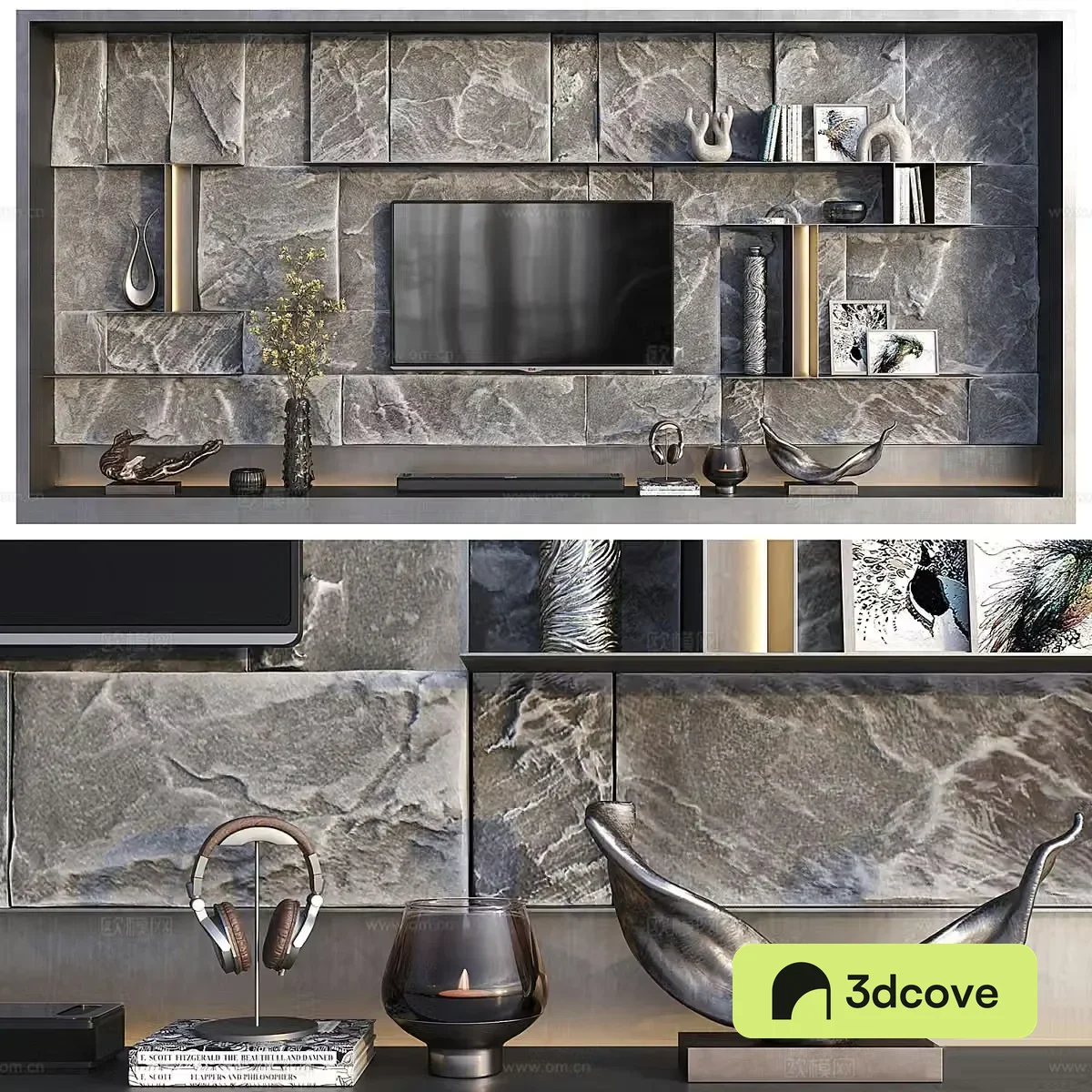 Modern Italian wool stone TV background wall