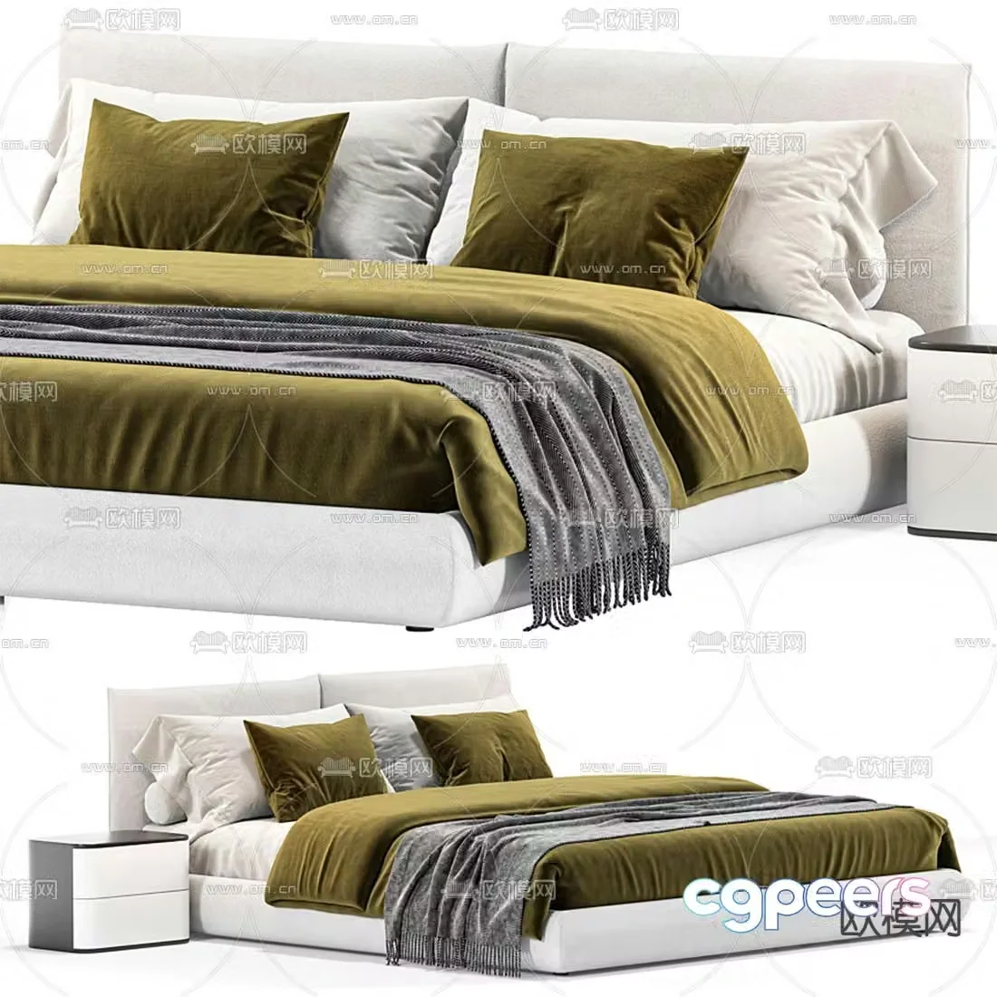 poliform modern double bed 3d model