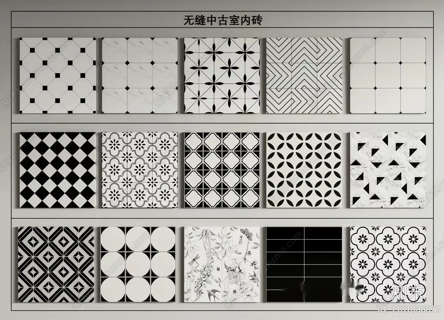 Black And White Tiles 3D Model – 5176 – VRAY Render